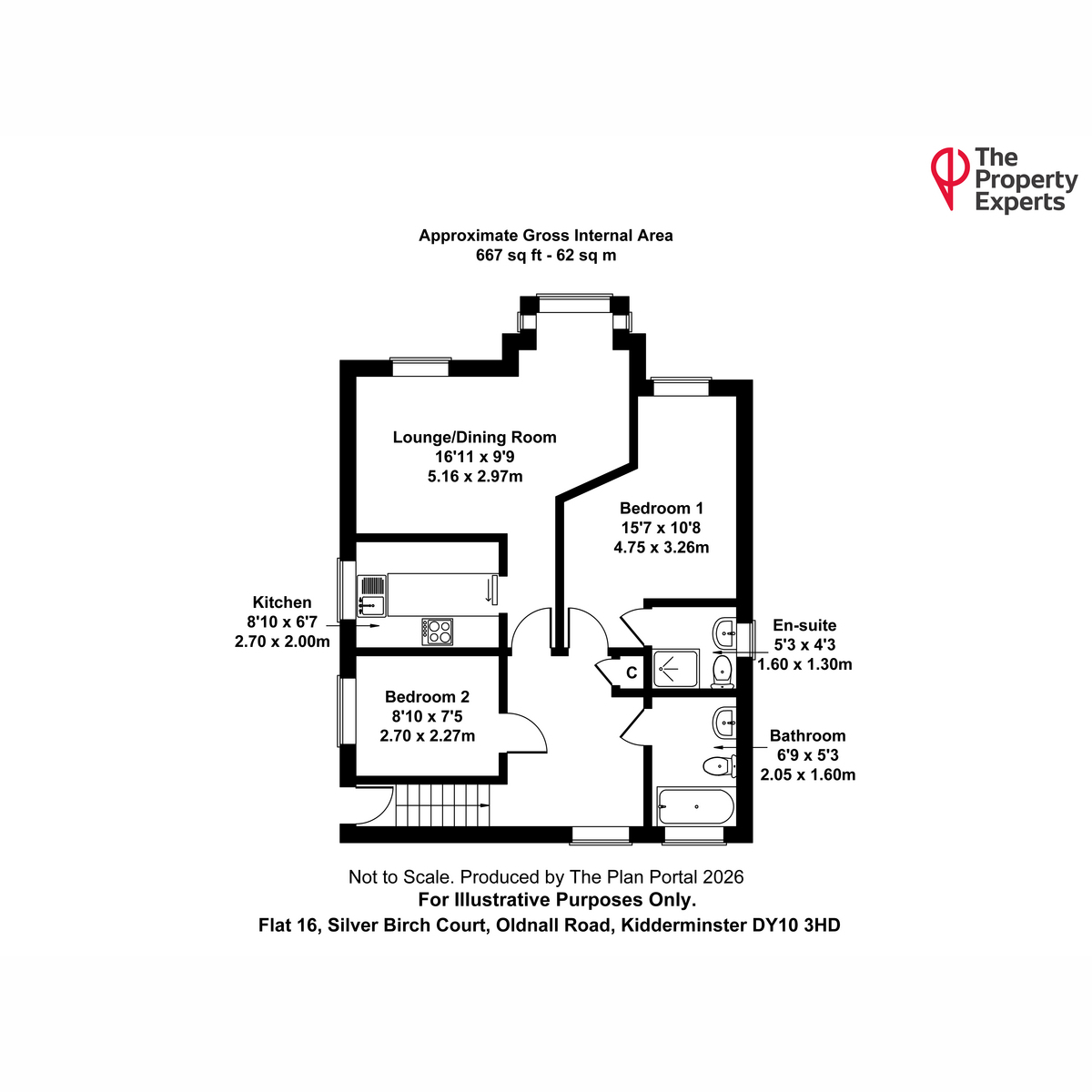 Flat 16, Silver Birch Court, Oldnall Road, Kidderminster floorplan