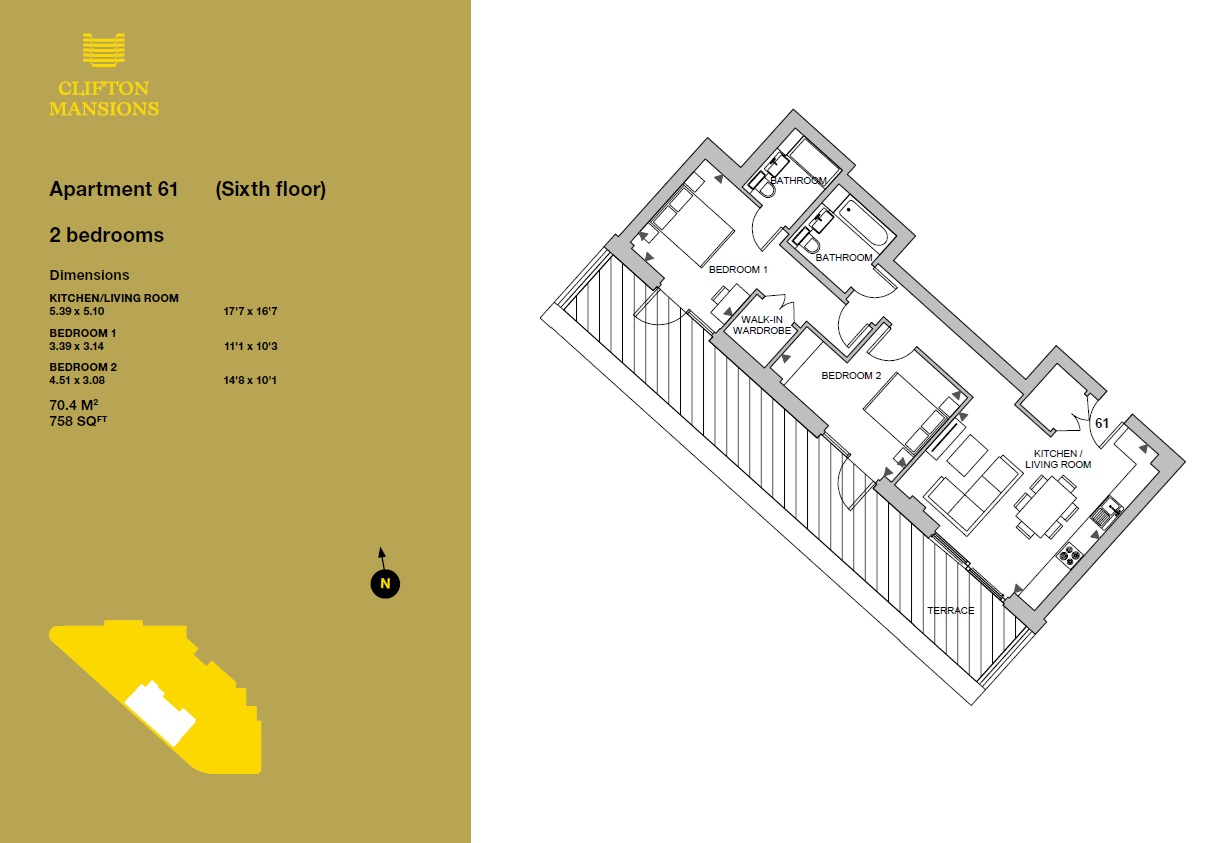 Clifton Mansions, Park Avenue, London floorplan