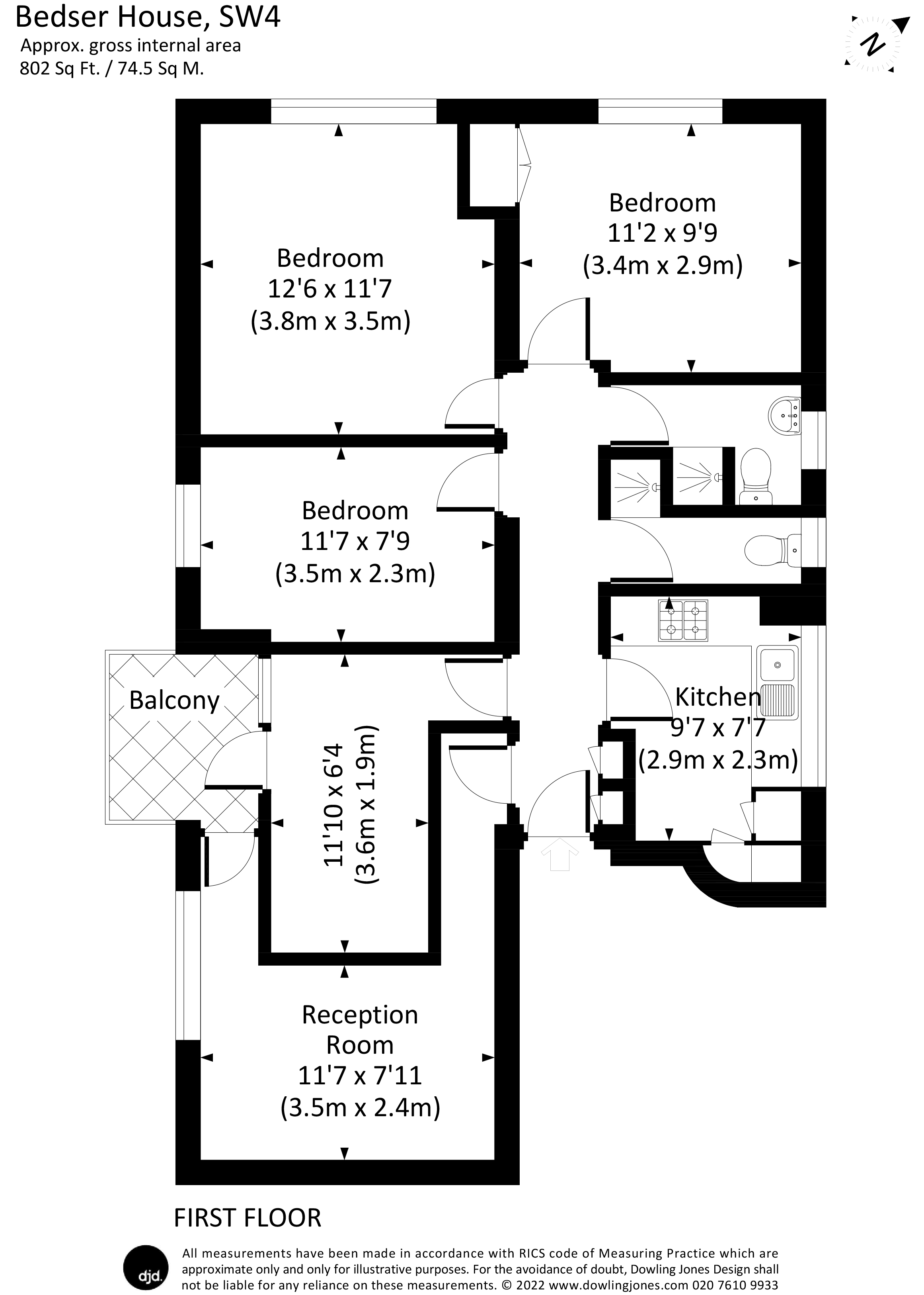 Flat 3,, Bedser Court, London floorplan