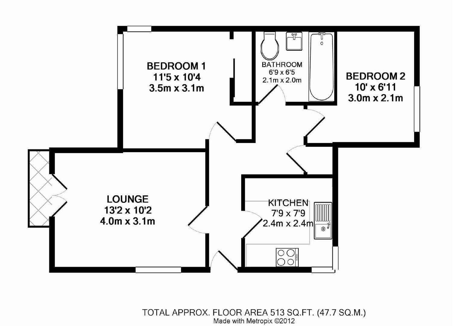 2 Bedrooms Flat to rent in Caesar Court, Moss Street, York YO23
