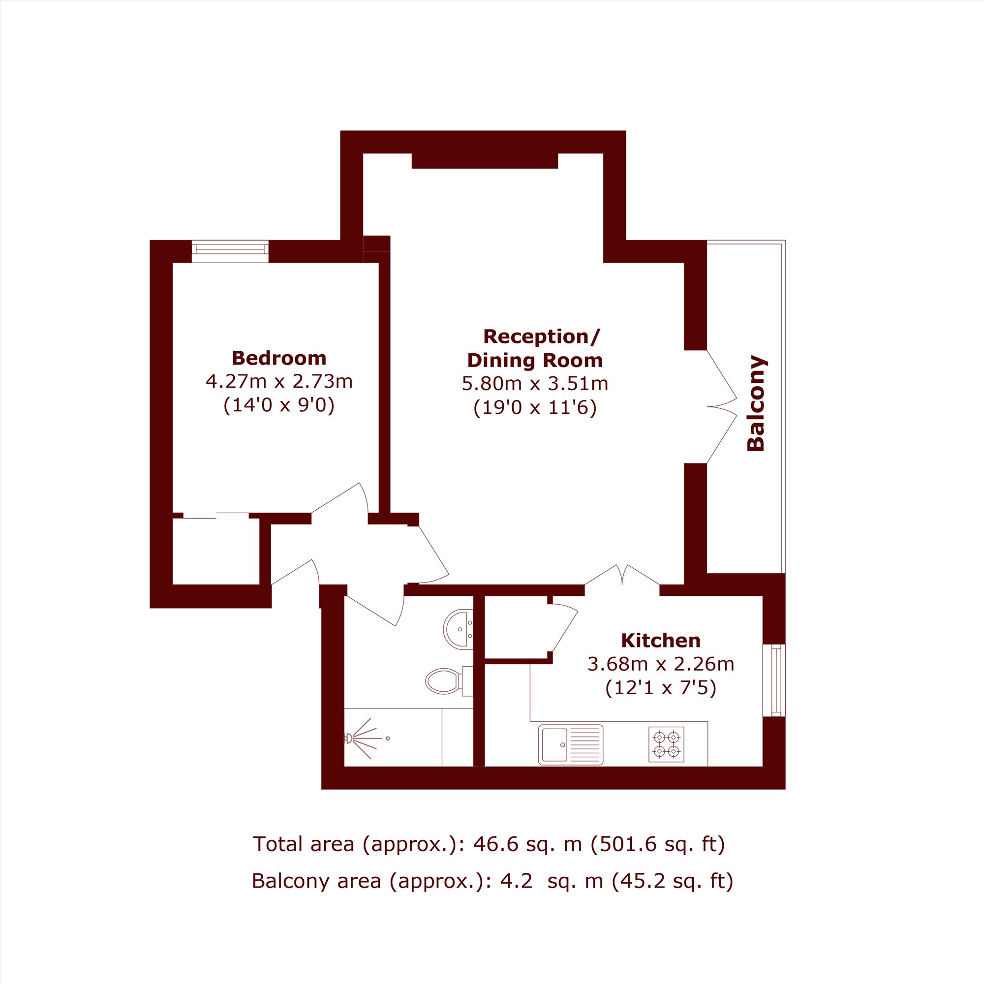 Flat 36, Andridge Court, 2A, Church Lane, London floorplan