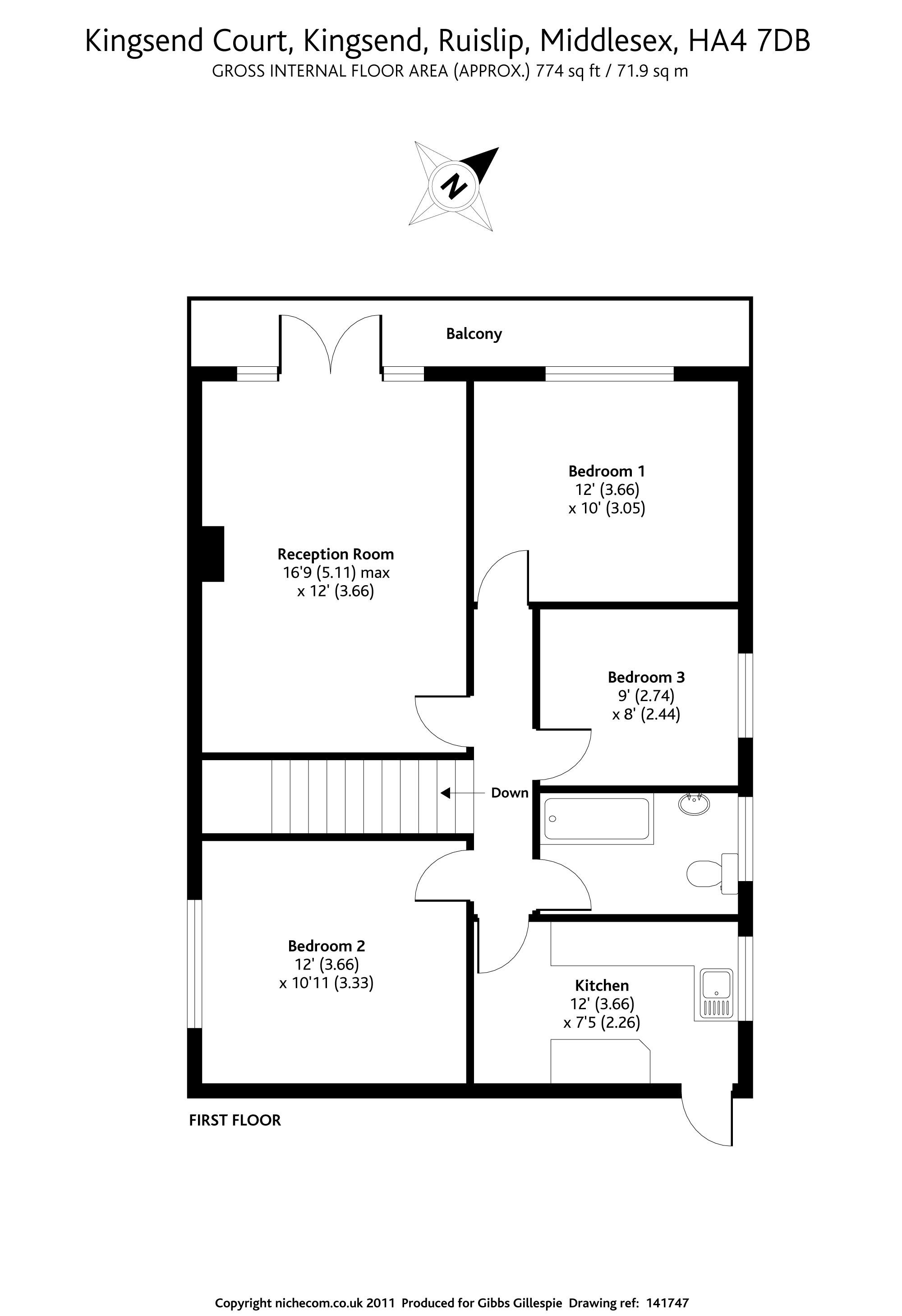 3 Bedrooms Flat to rent in Kingsend Court, Kingsend, Ruislip, Middlesex HA4