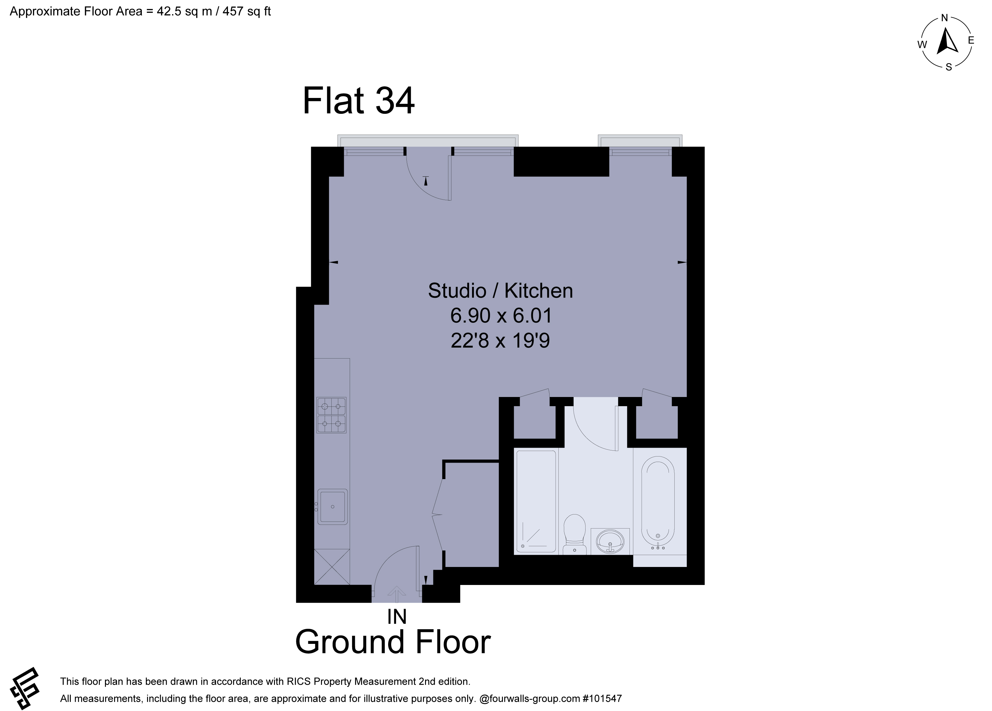 Flat 34, Rossdale Court Richmond Sq, 44, Kew Foot Road, Richmond floorplan