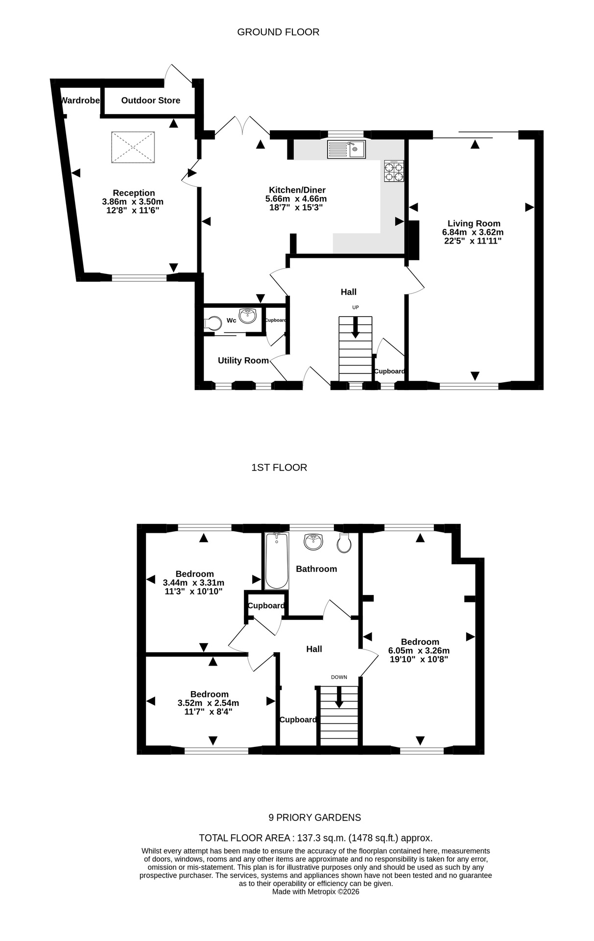 9 Priory Gardens, Bristol floorplan