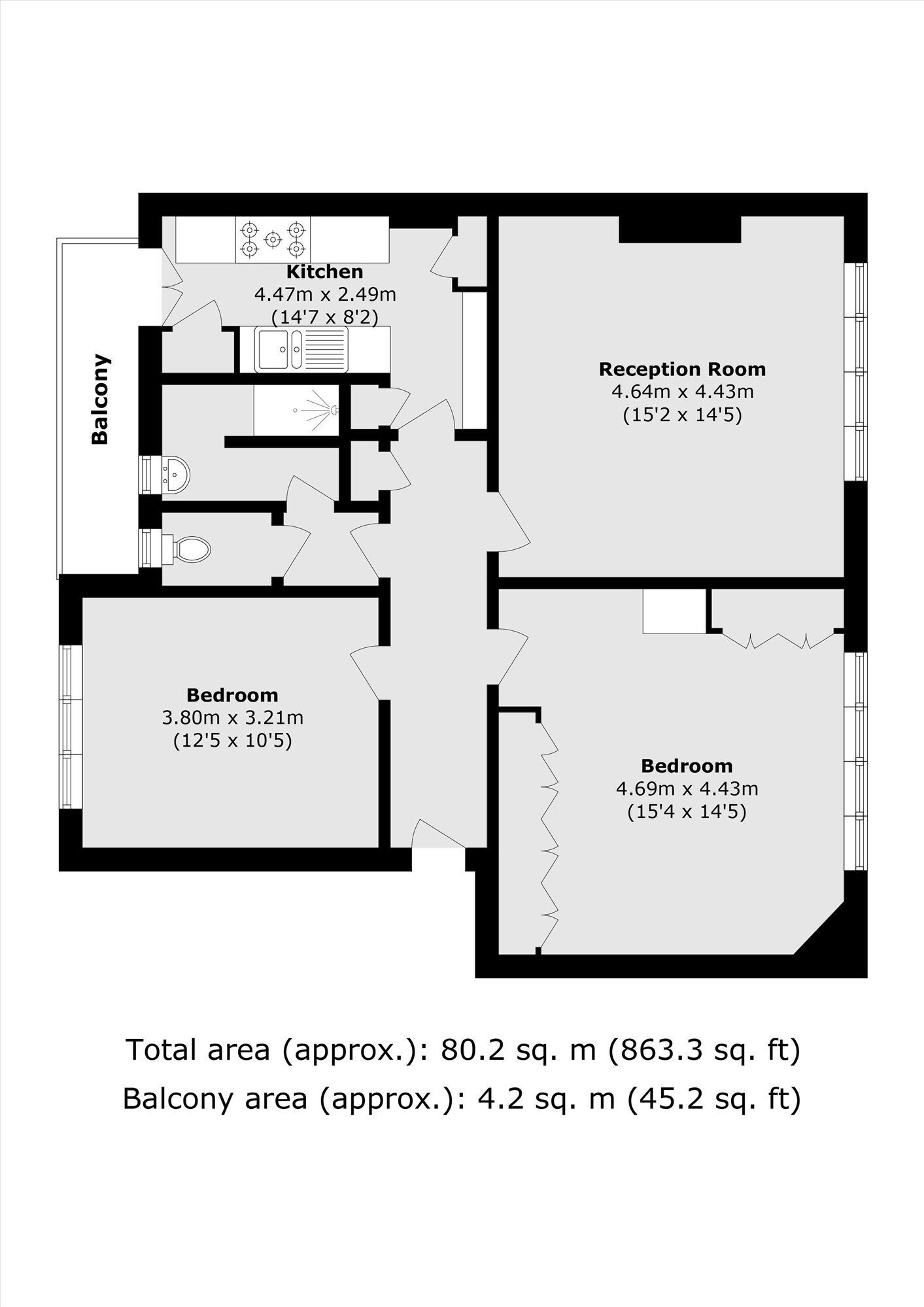 Flat 10, Astoria Mansions, Streatham High Road, London floorplan