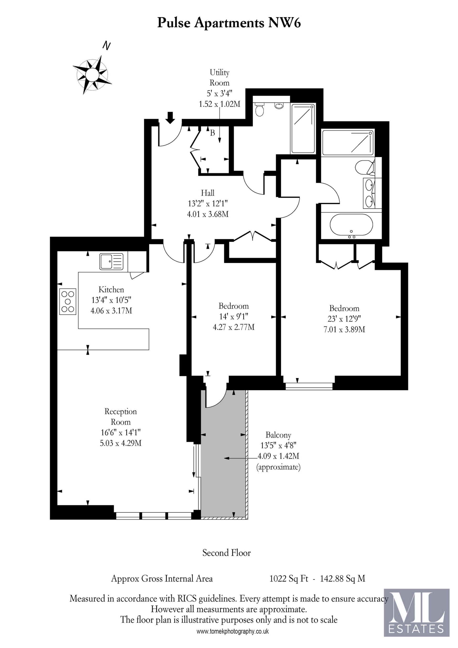 2.6 Pulse Apartments, 52 Lymington Road, London floorplan