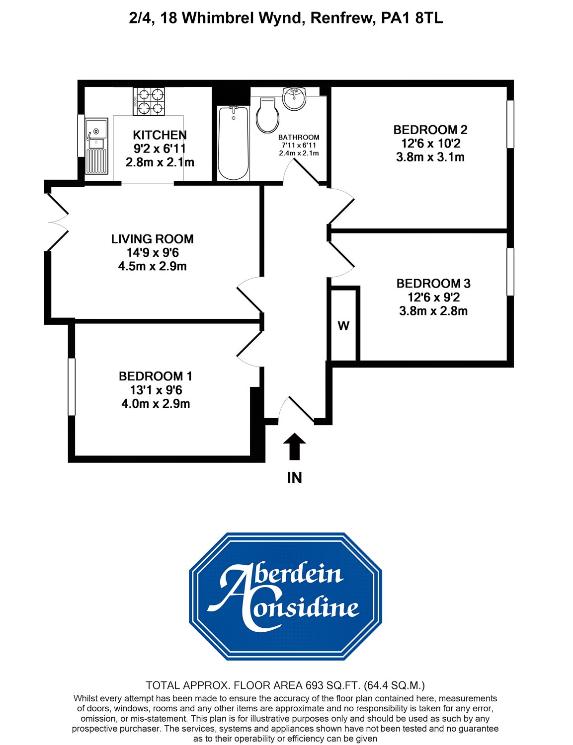 3 Bedrooms Flat for sale in 2/4, Whimbrel Wynd, Renfrew, Renfrewshire PA4