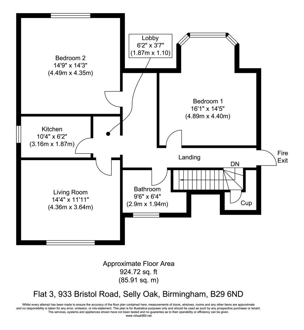 Flat 3 933, Bristol Road, Birmingham floorplan