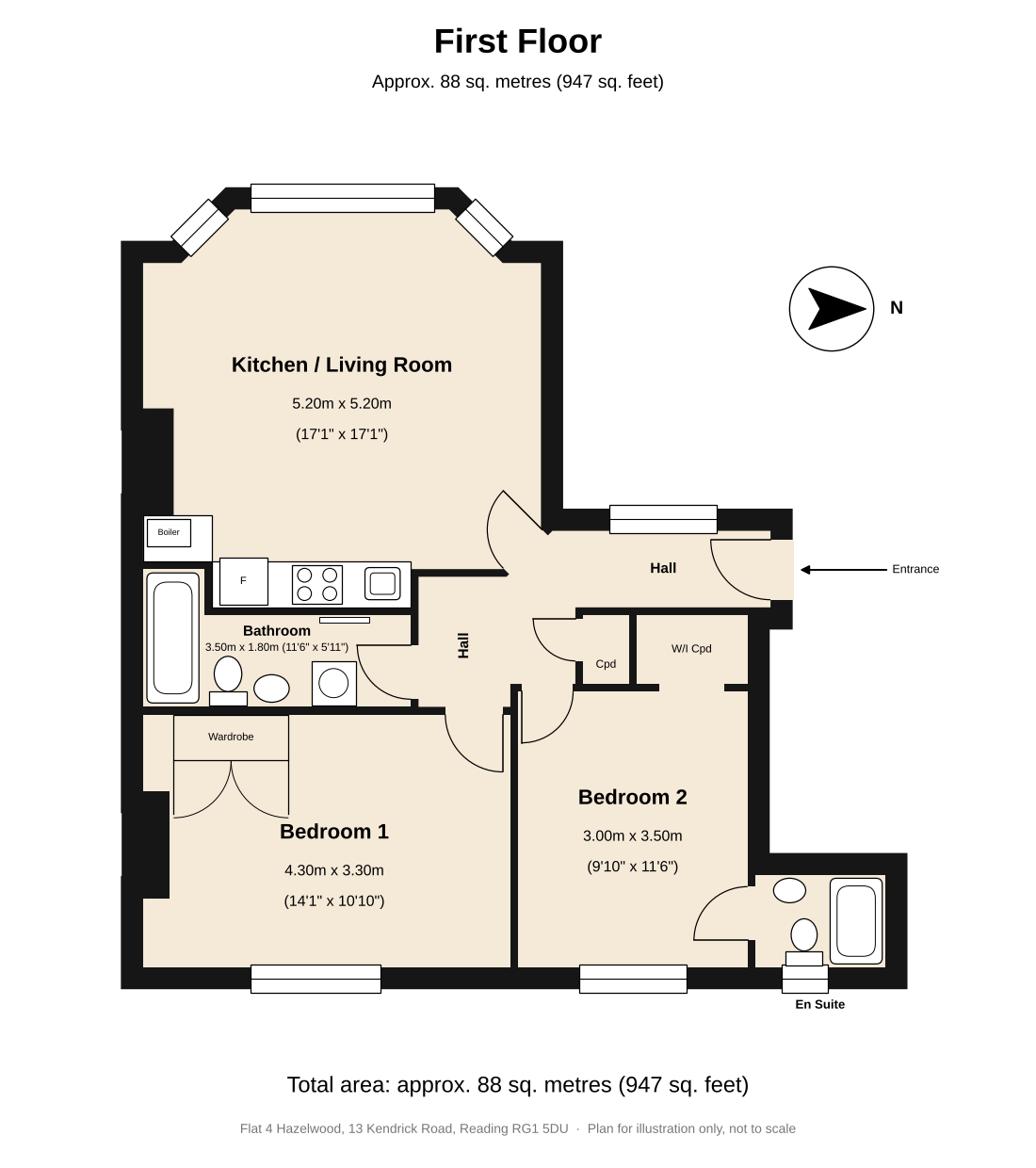 Flat 4 13 Hazelwood, Kendrick Road, Reading floorplan