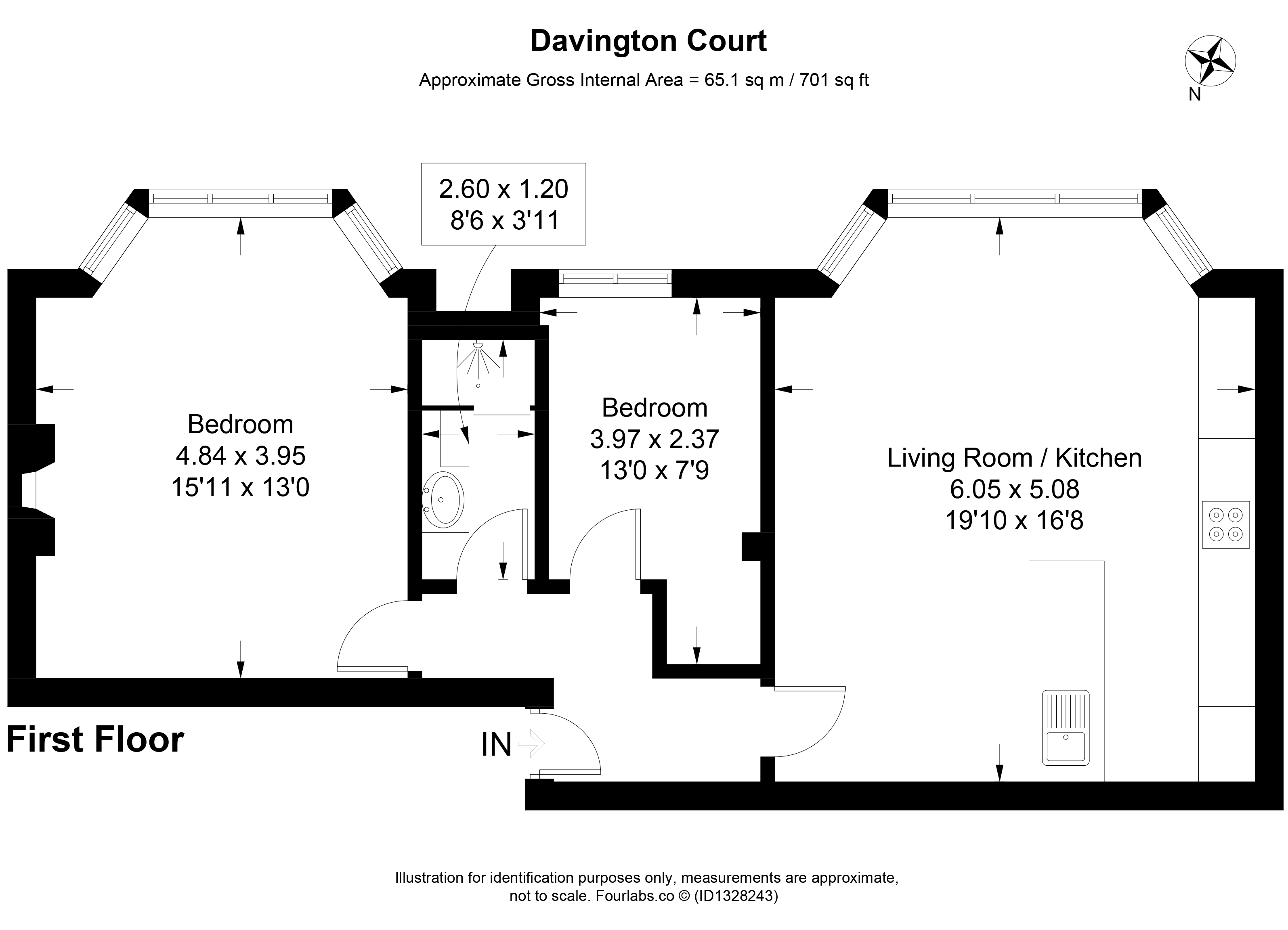 Flat 2, Davington Court, 82, Worcester Road, Sutton floorplan