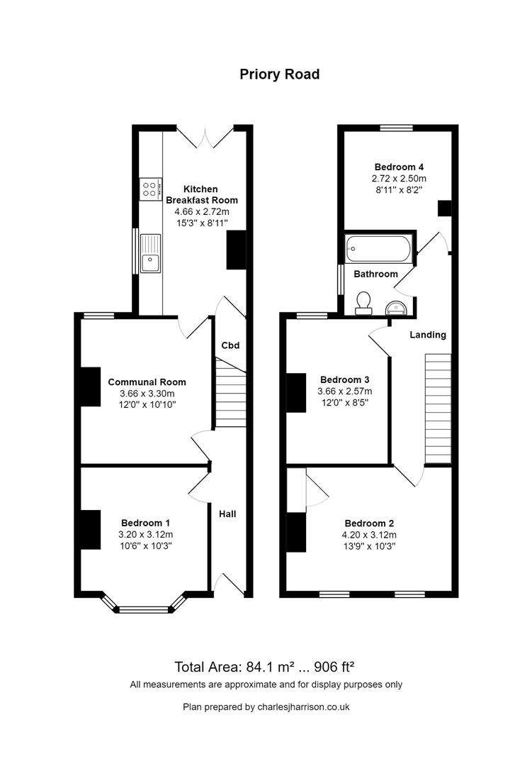 Room 4, 29, Priory Road, Cambridge floorplan
