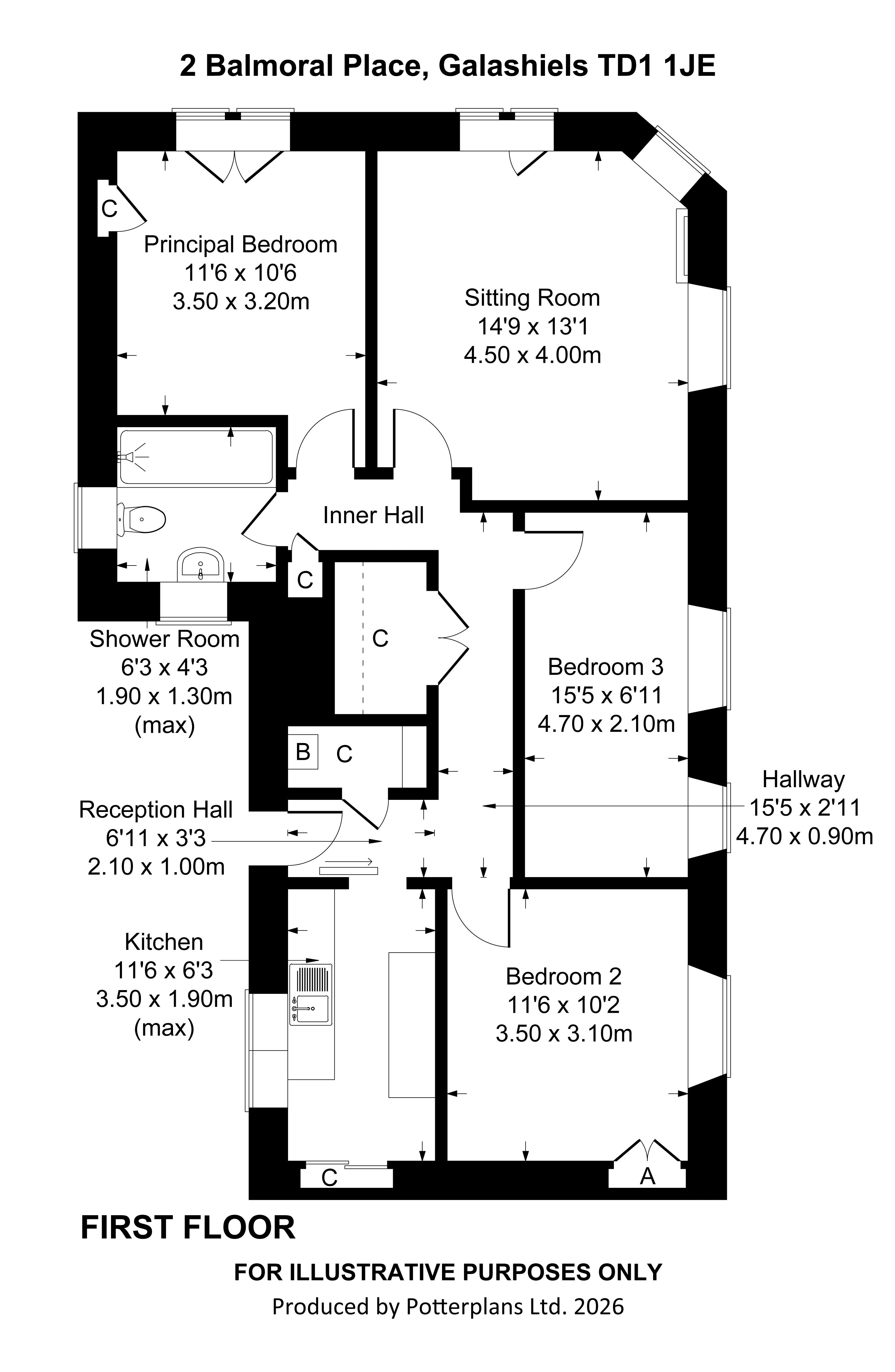 2, Balmoral Place, Galashiels floorplan