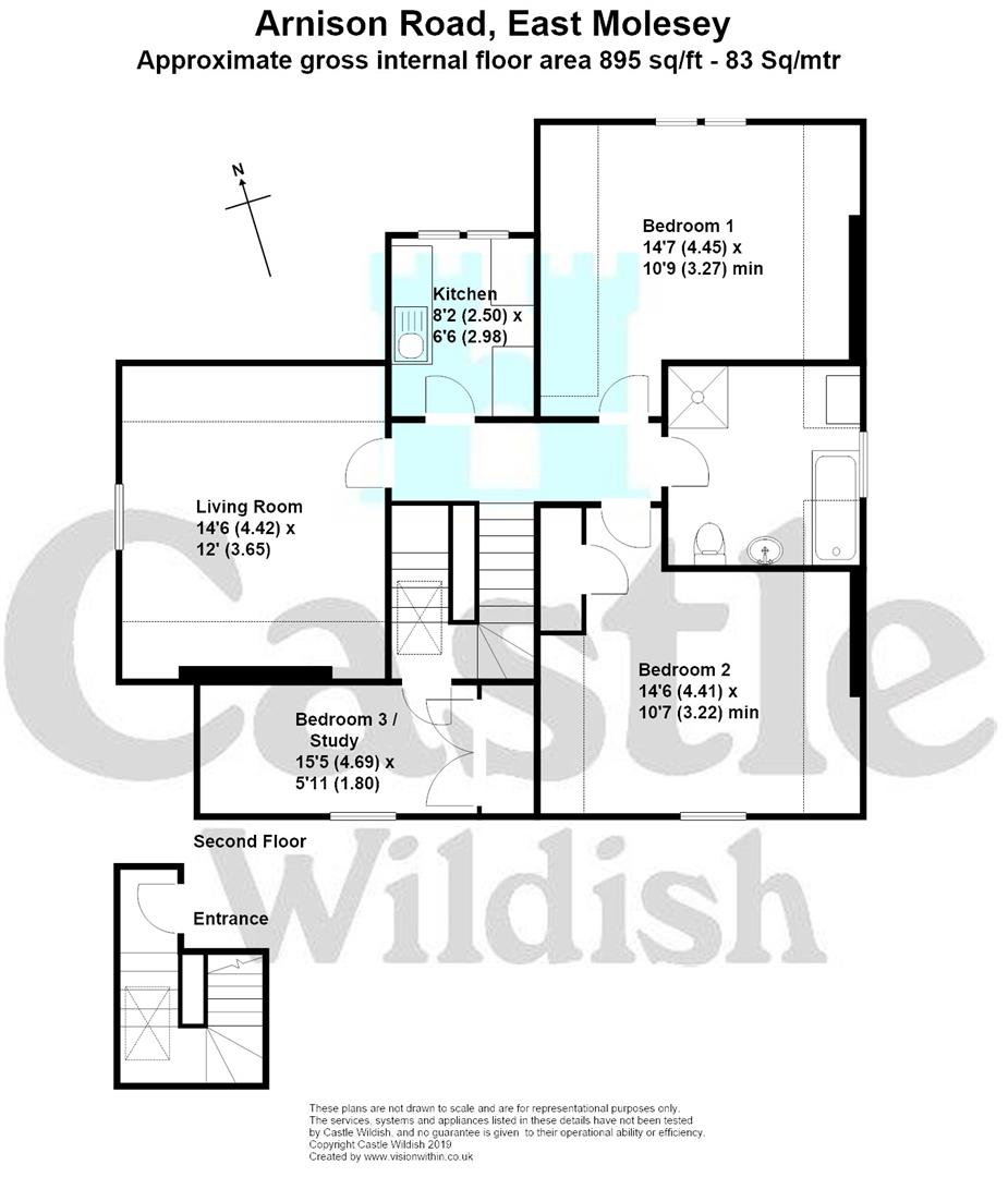 Flat 4  10 , Arnison Road, East Molesey, Surrey floorplan