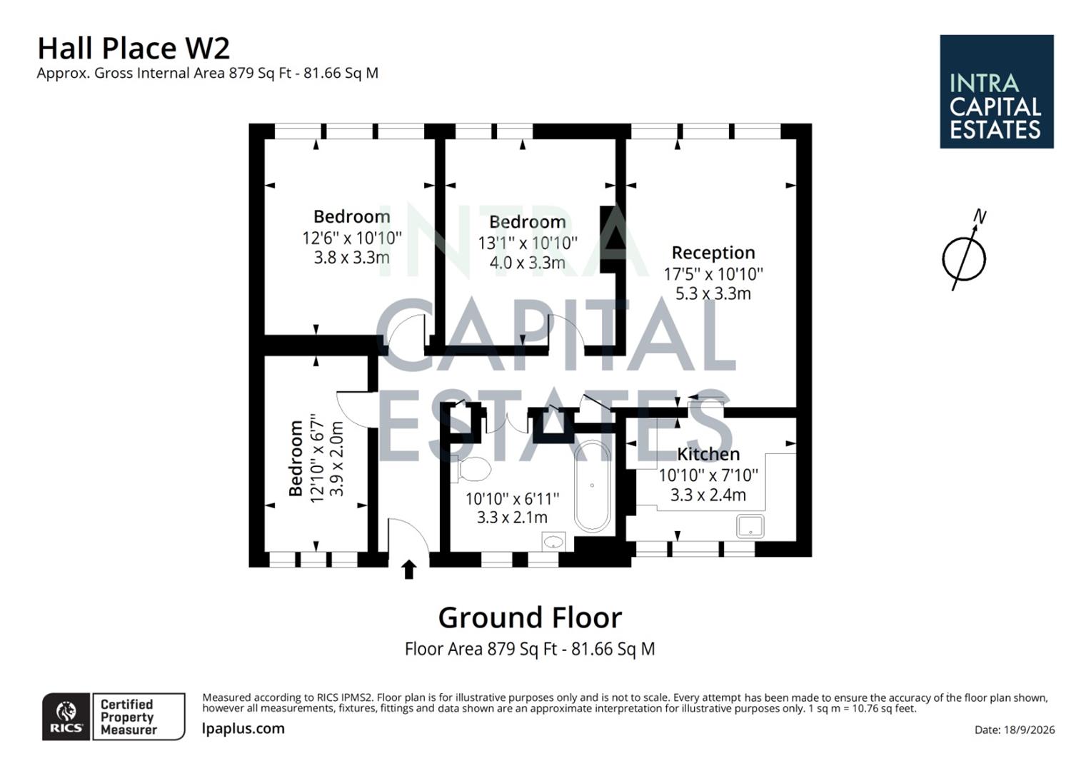 Flat 5, Hethpool House, Hall Place, London floorplan