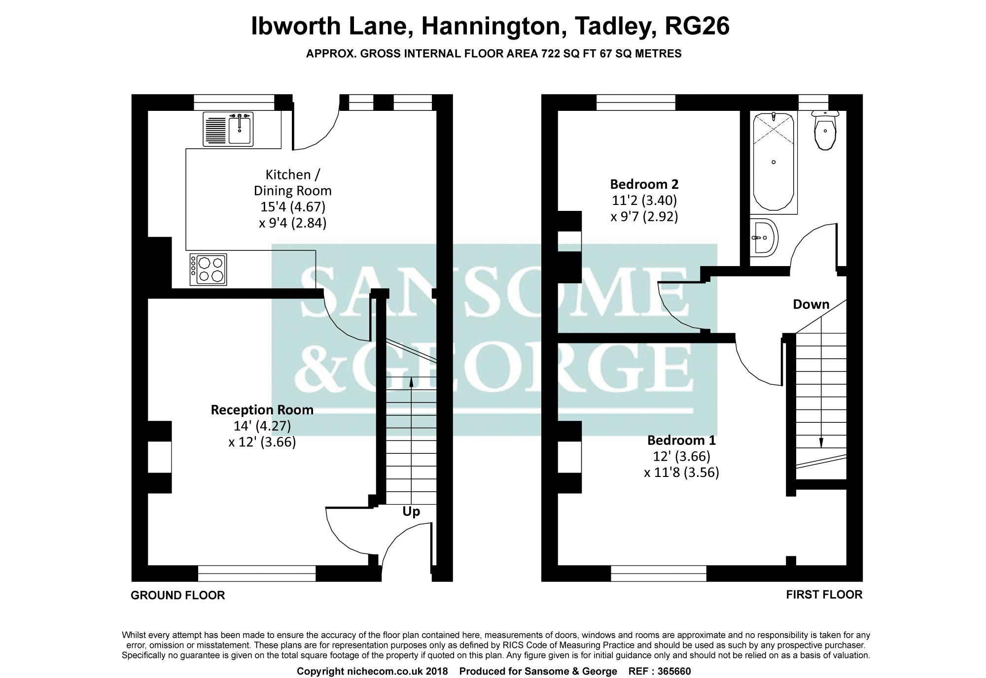 2 Bedrooms Terraced house for sale in Ibworth Lane, Hannington, Tadley RG26