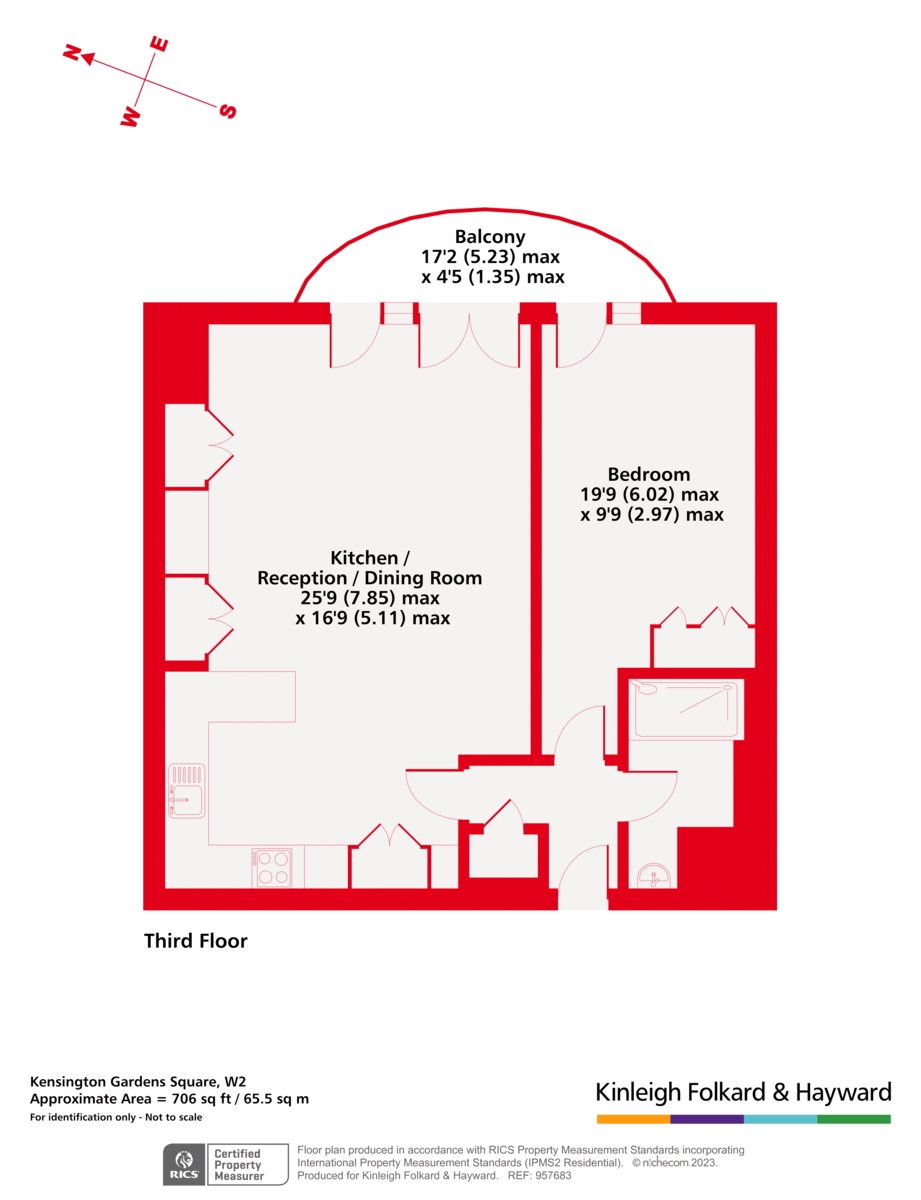 Flat 14, 50, Kensington Gardens Square, London floorplan