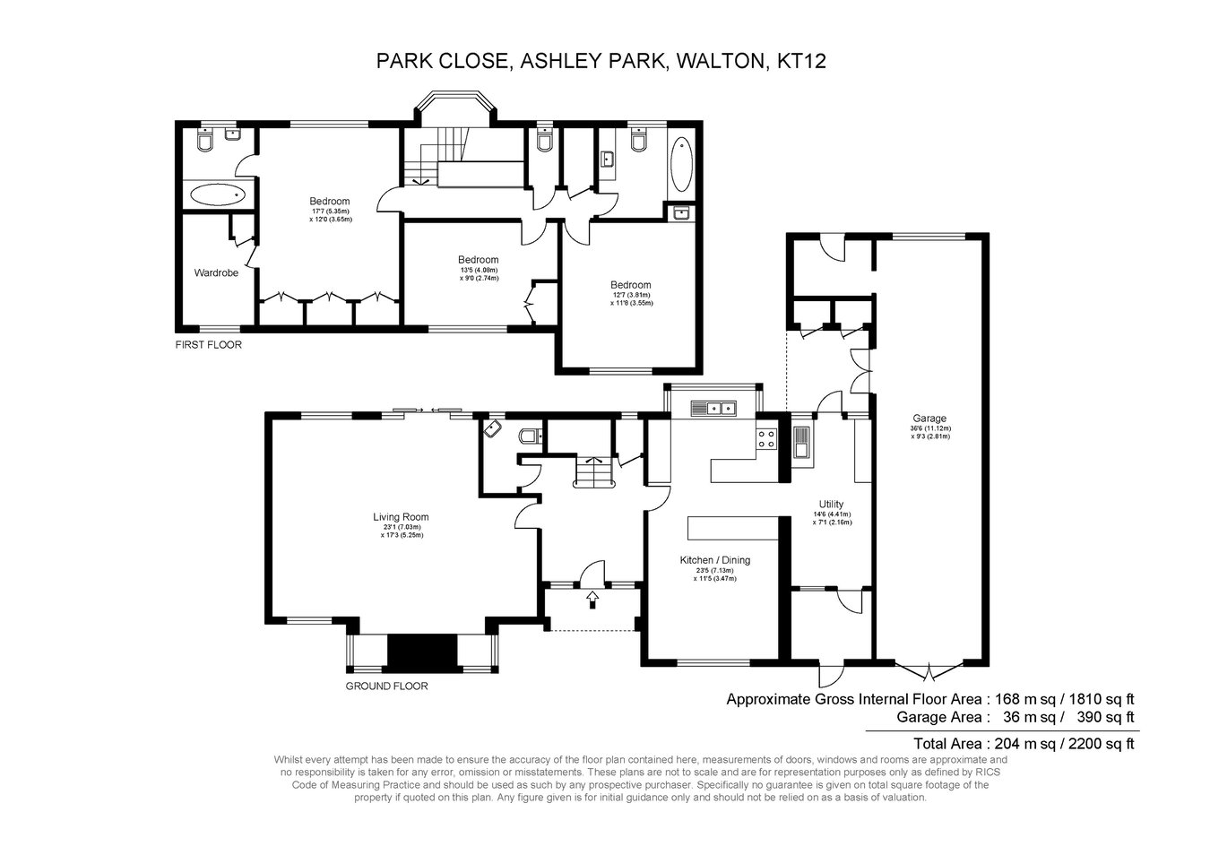 158, Park Close, Ashley Park, Walton-on-Thames floorplan