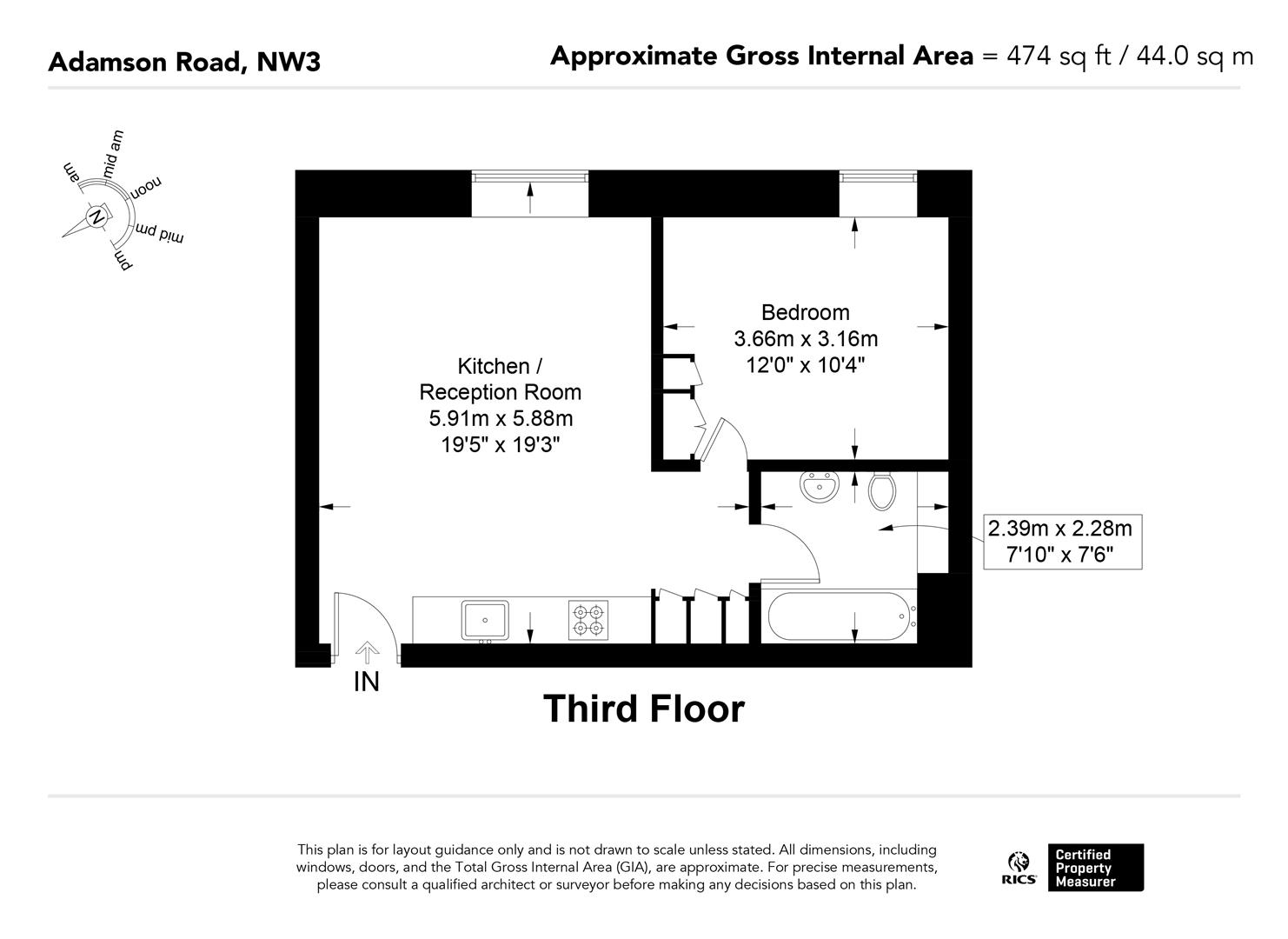 Flat 8, 7, Adamson Road, London floorplan