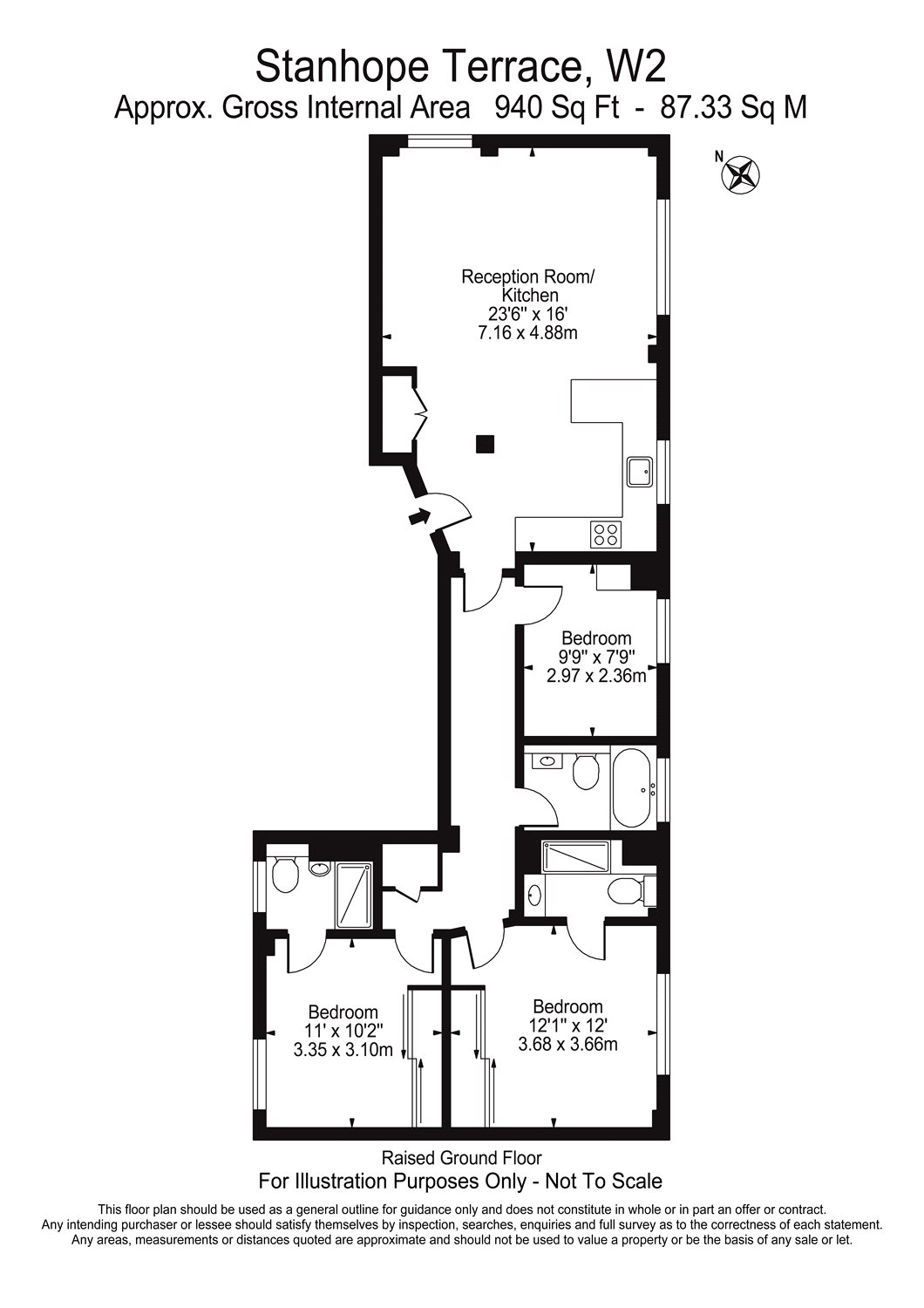 3 Bedrooms Flat to rent in Stanhope Terrace, London W2