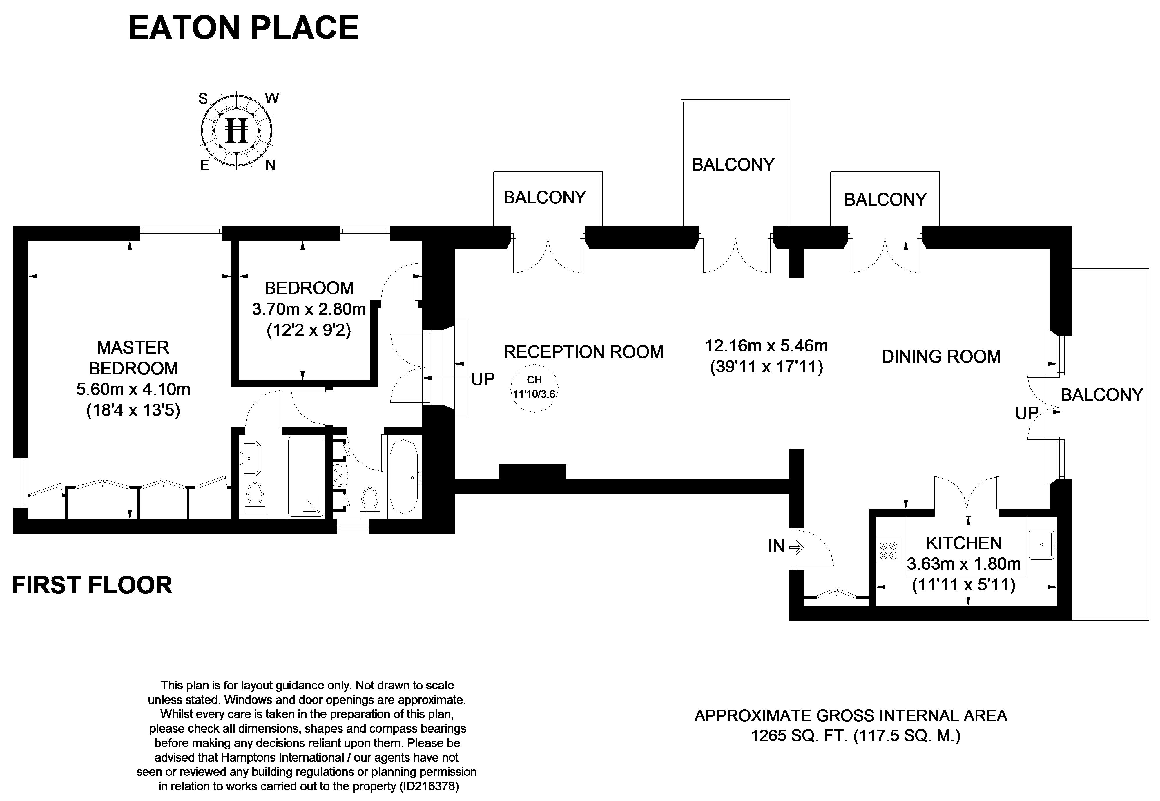Flat 3, 34, Eaton Place, London floorplan