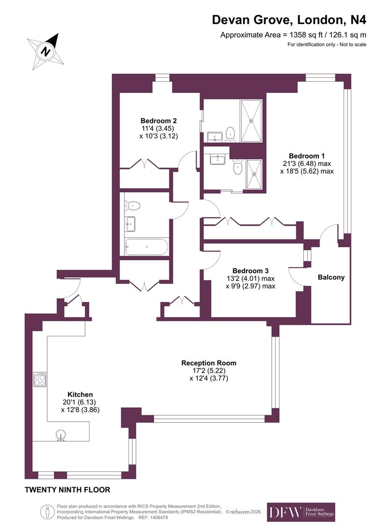 136 Skyline Apartments, Devan Grove, London floorplan
