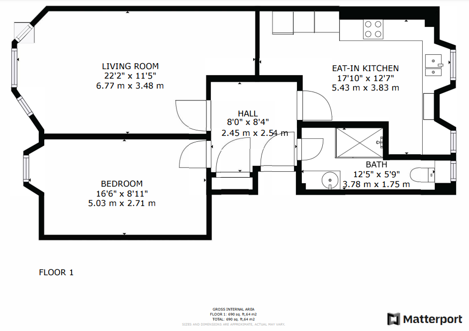 Cathcart Road, Mount Florida, Glasgow G42, 1 bedroom flat for sale