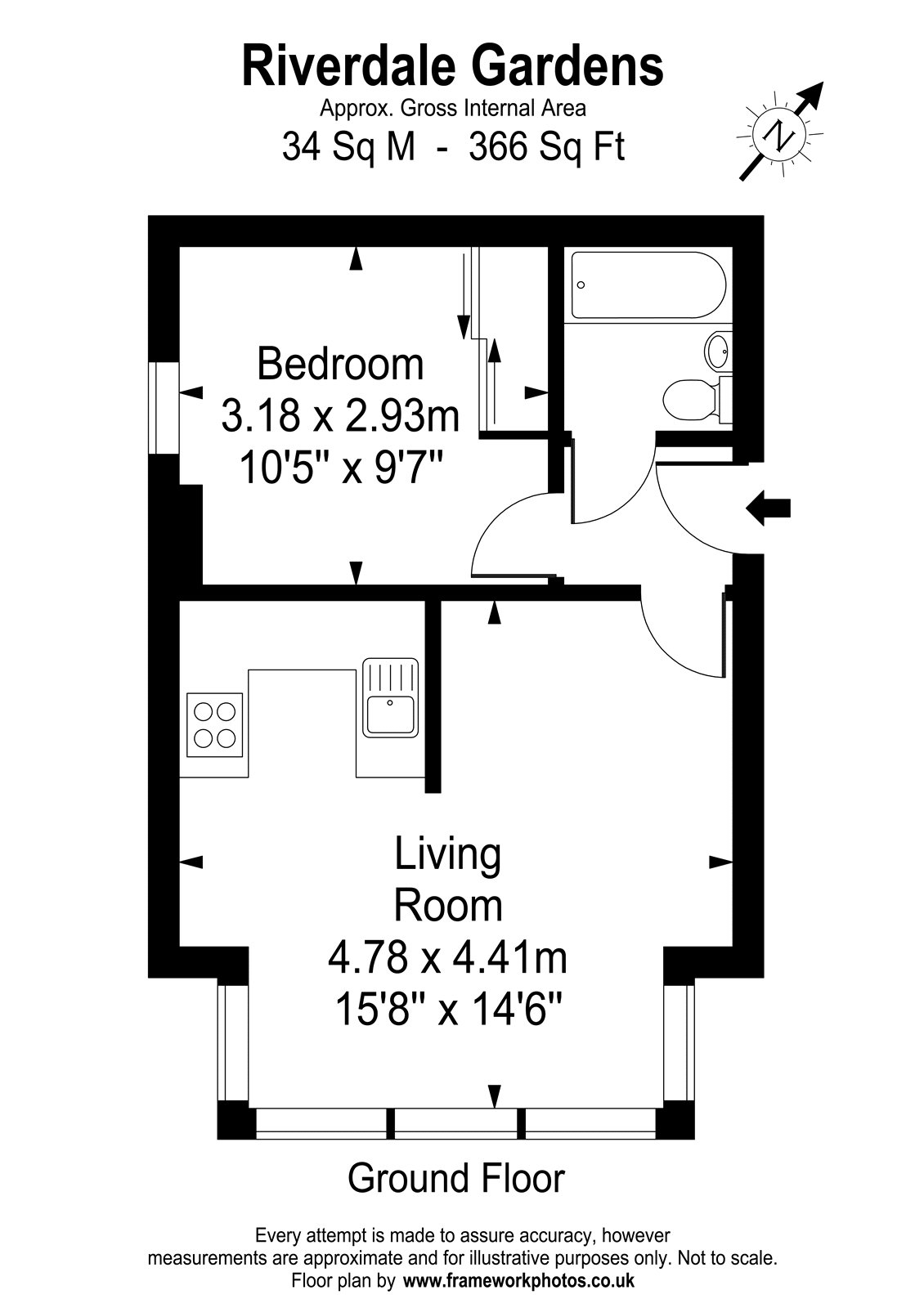 Flat 1, 5, Riverdale Gardens, East Twickenham floorplan