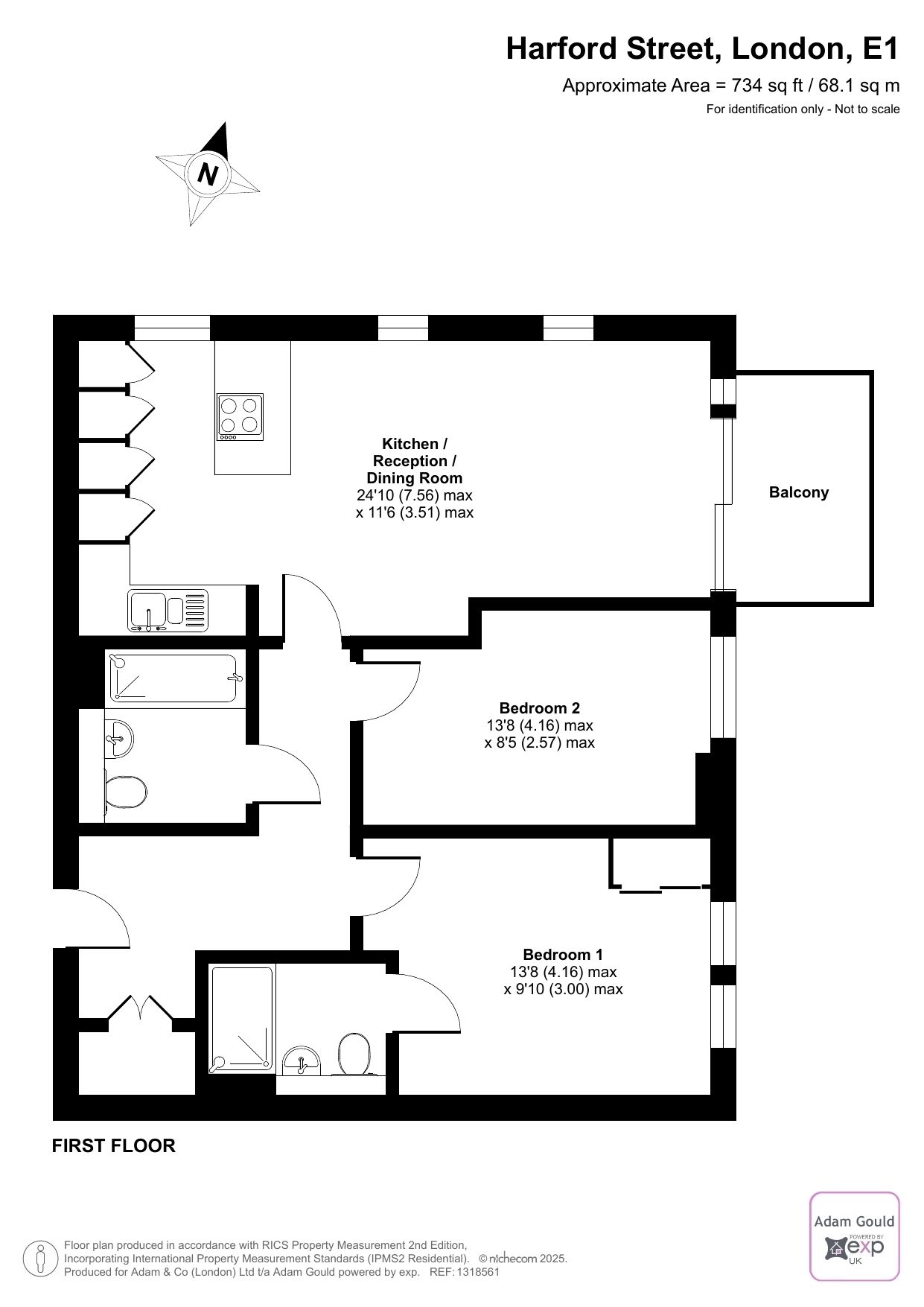 Bovet Court, 164,Flat 6, Harford Street, London floorplan