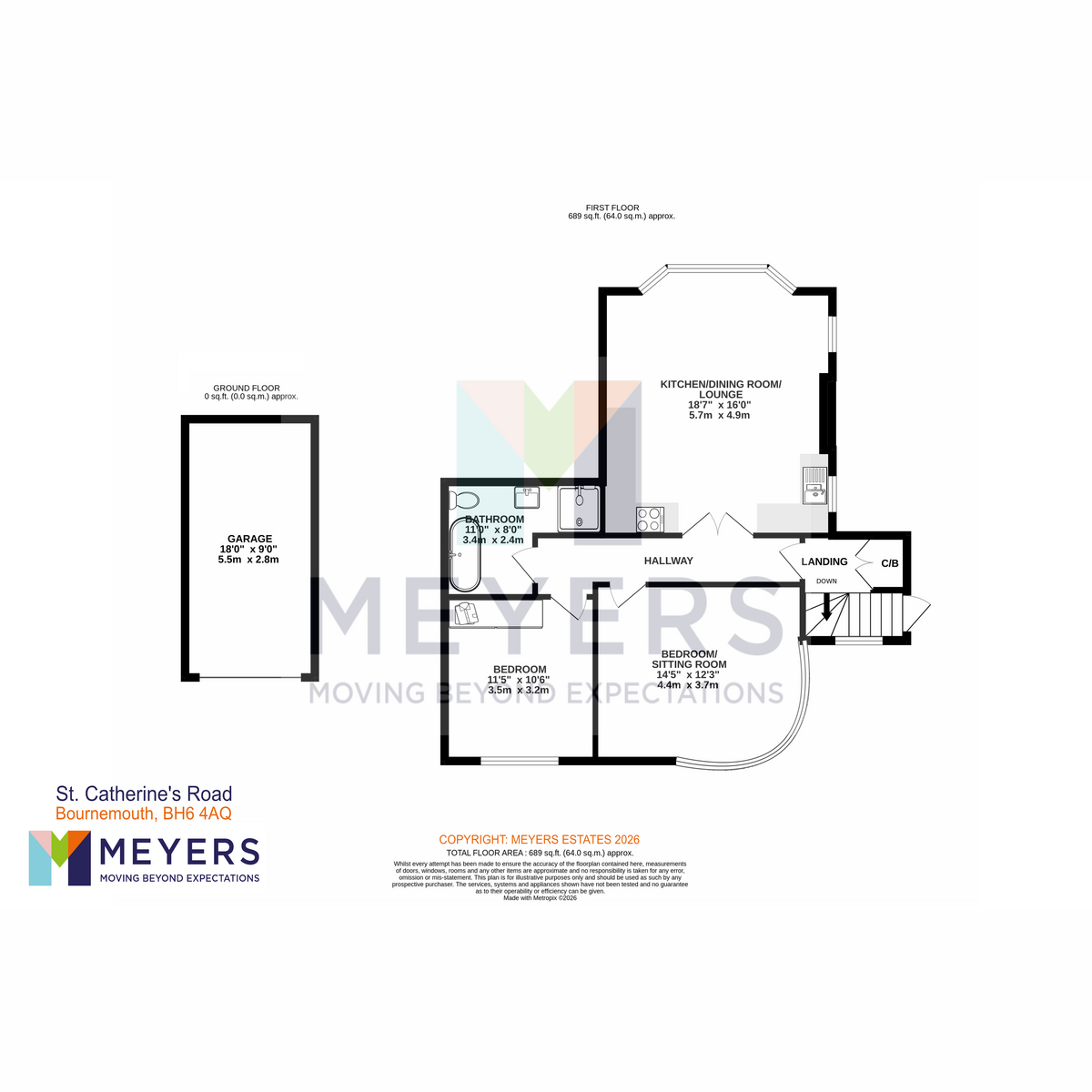 Flat Flat 4, 53, St. Catherines Road, Bournemouth floorplan