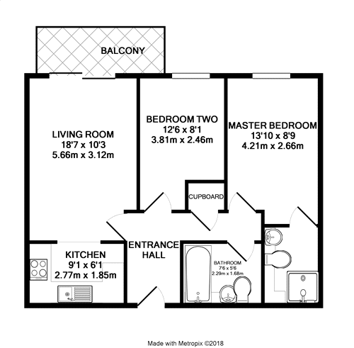 2 Bedrooms Flat to rent in Brand House, Coombe Way, Farnborough, Hampshire GU14