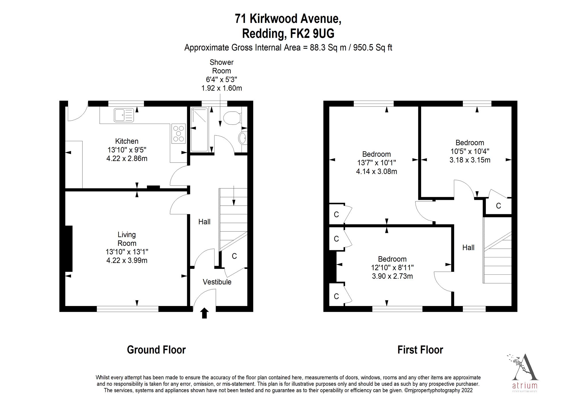 Kirkwood Avenue, Redding, Falkirk FK2, 3 bedroom terraced house for