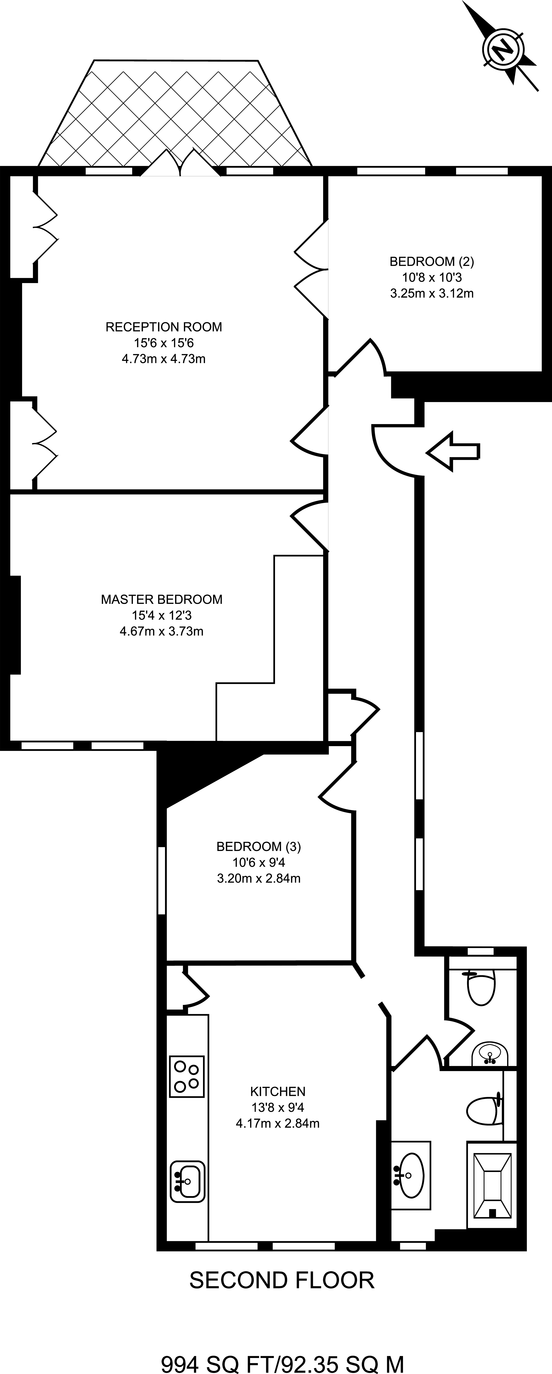 3 Bedrooms Flat to rent in Antrim Road, Belsize Park NW3