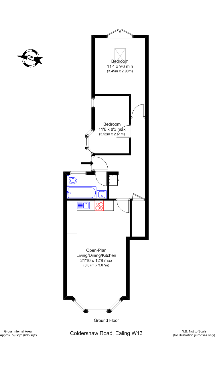 Coldershaw Road, Ealing, London W13, 2 bedroom to rent