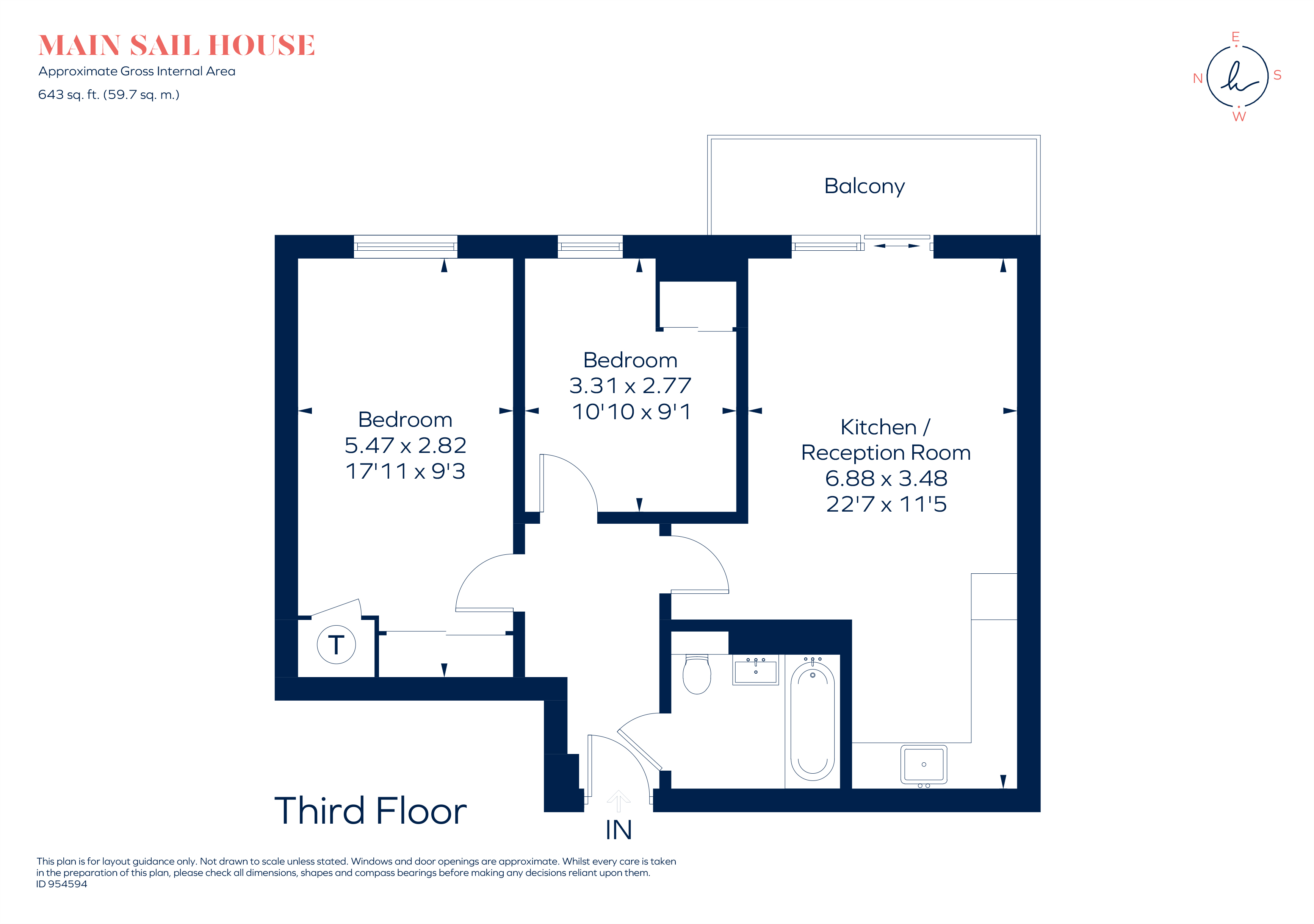 Flat 401, Main Sail House, 1, Mast Quay, London floorplan