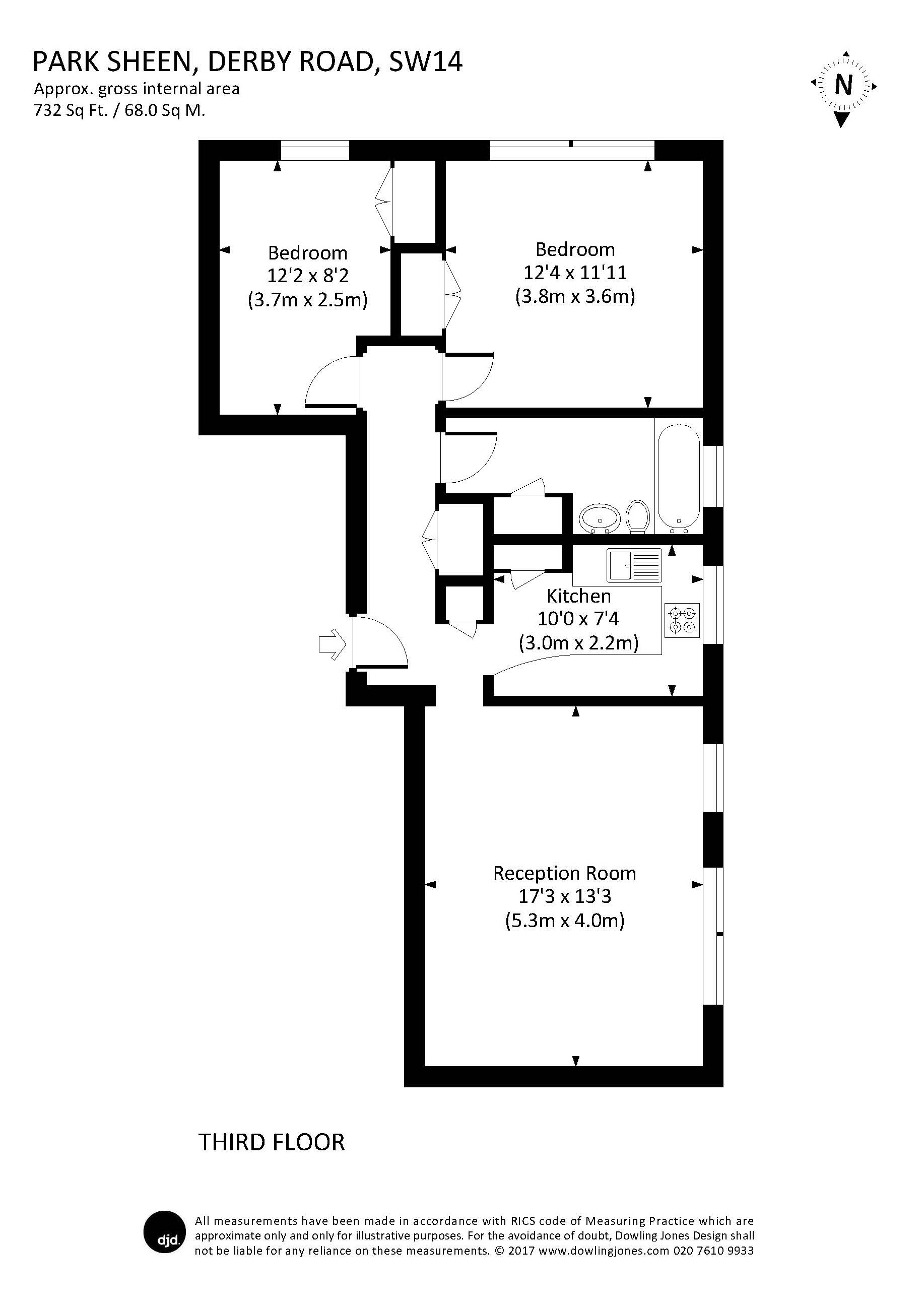 2 Bedrooms Flat to rent in Derby Road, London SW14