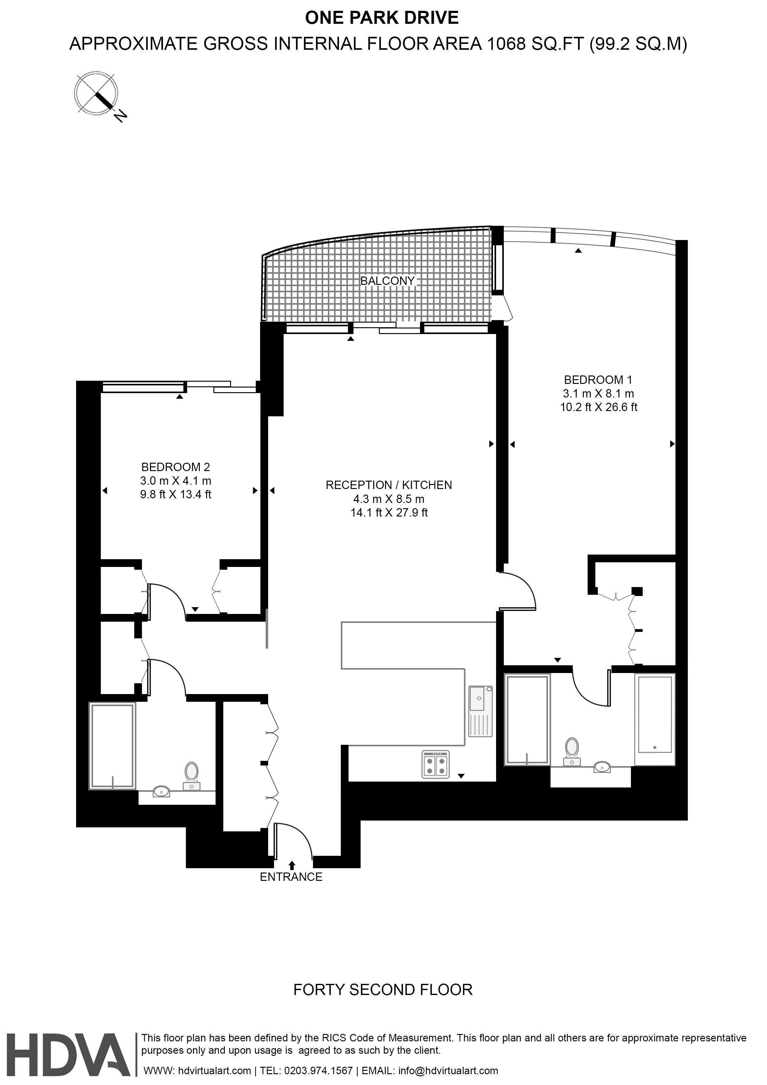 Apartment 4205, One Park Drive, London floorplan