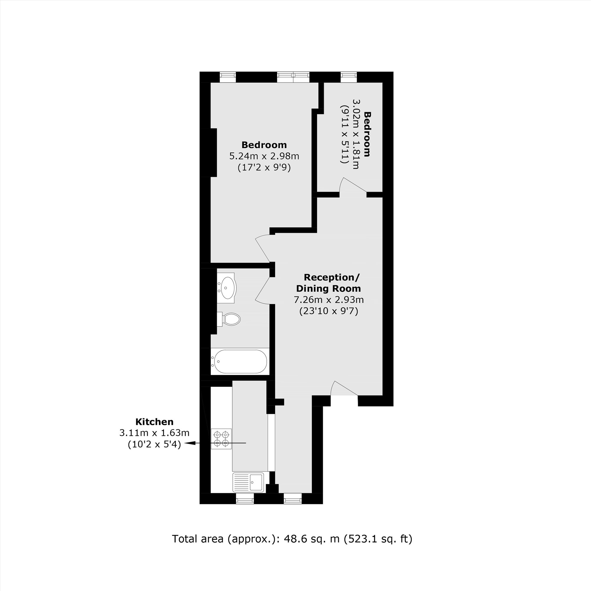 Flat B, 15, Bond Street, London floorplan