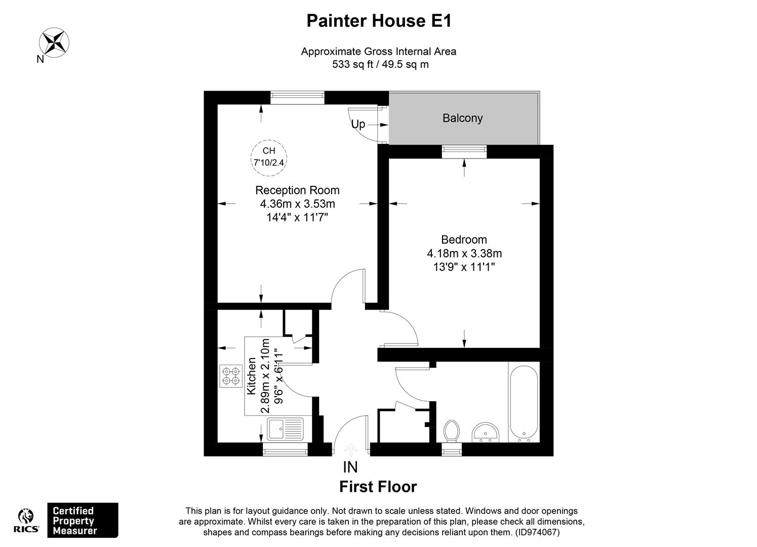 Flat 3, 1, Painter House, Whitechapel floorplan