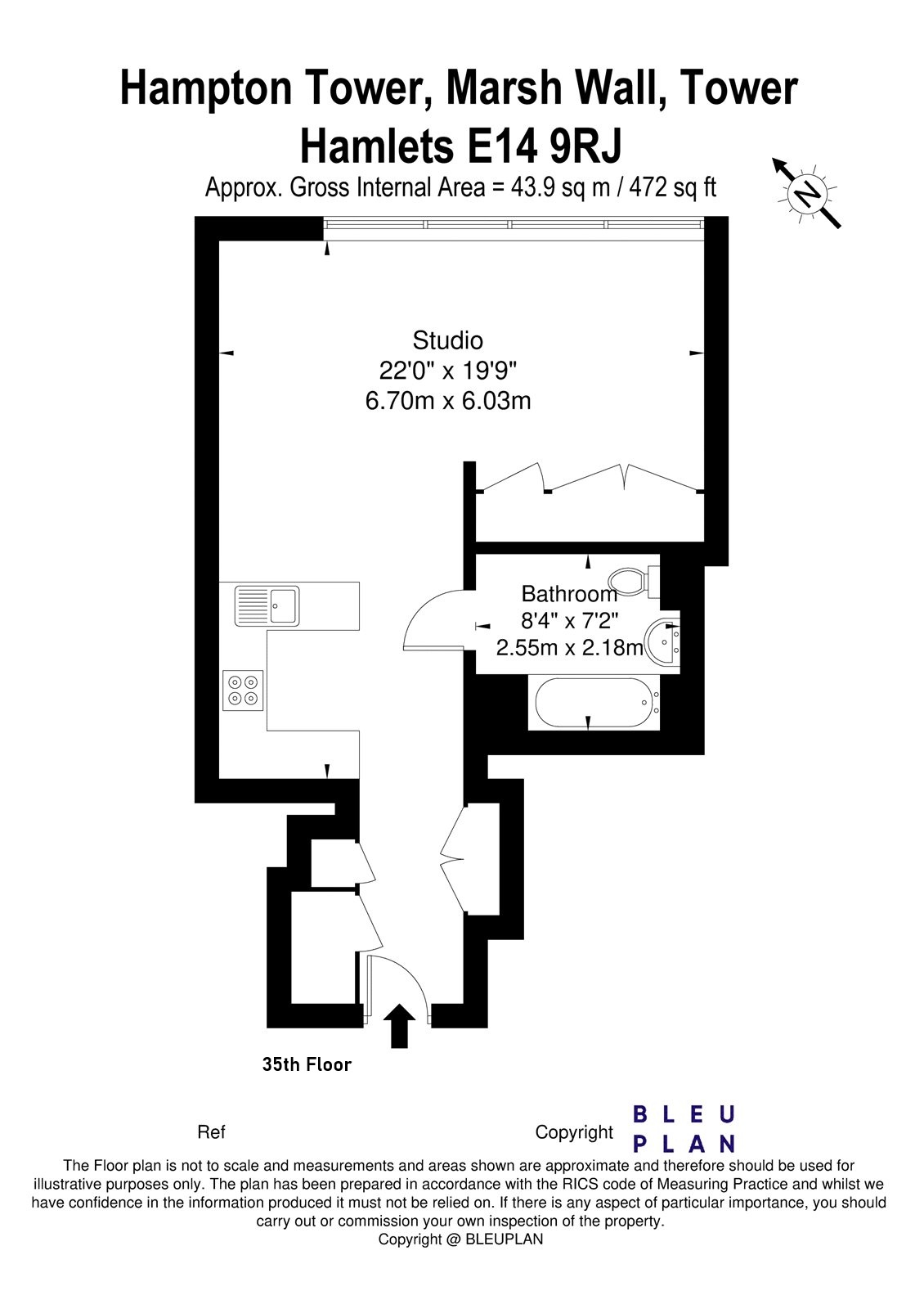 Hampton Tower, 3503, Marsh Wall, London floorplan