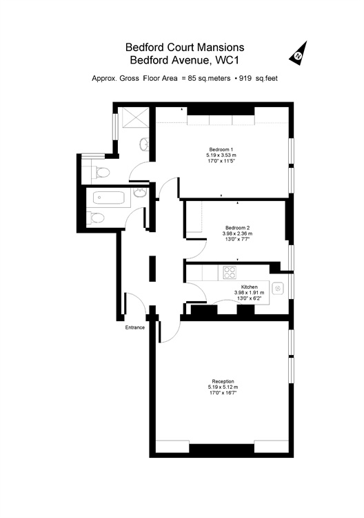 2 Bedrooms Flat to rent in Bedford Court Mansions, Bloomsbury WC1B