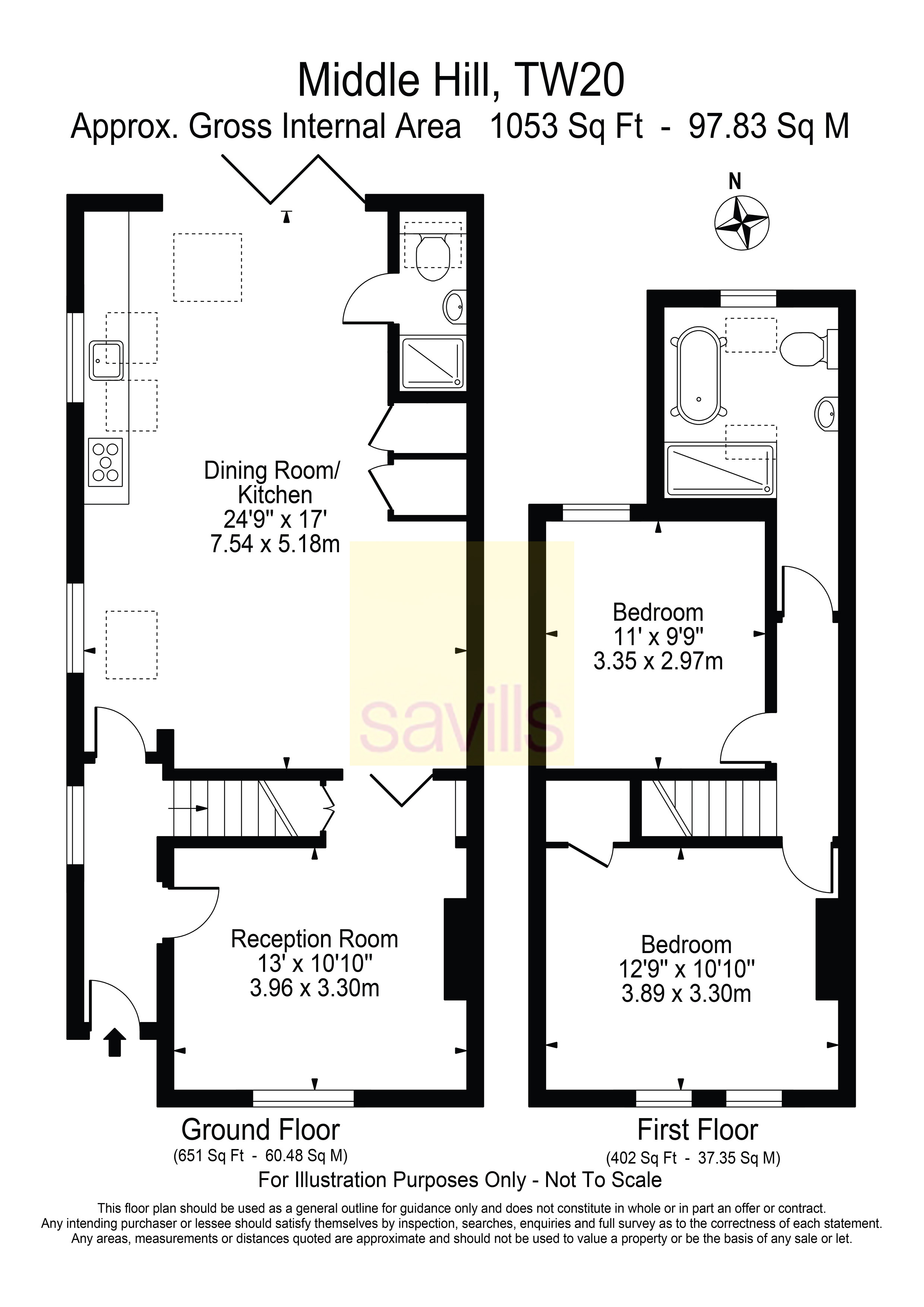 Middle Hill, Egham, Surrey TW20, 2 bedroom end terrace house to rent