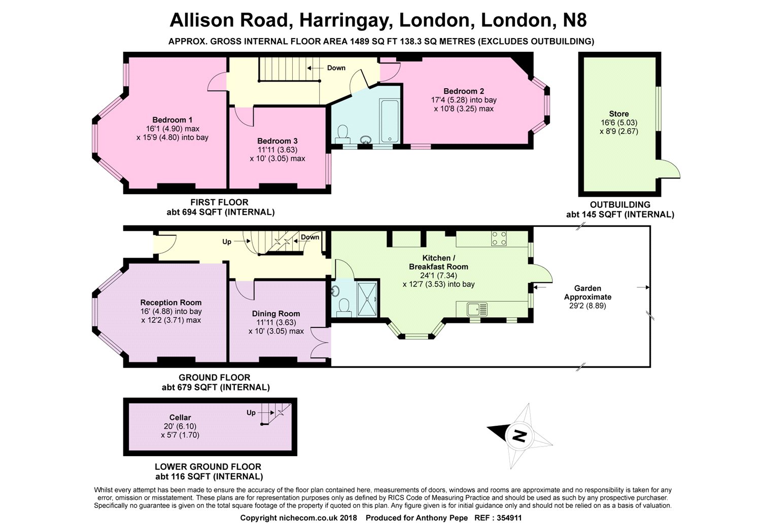 3 Bedrooms Terraced house for sale in Allison Road, Harringay, London N8