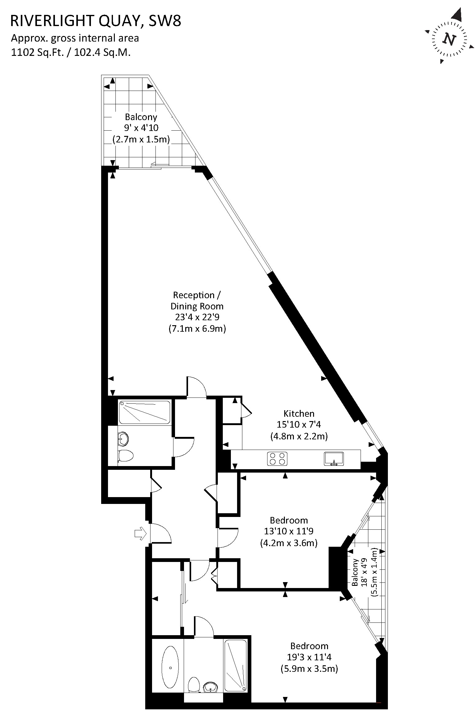 Apartment 25, 1, Riverlight Quay, London floorplan