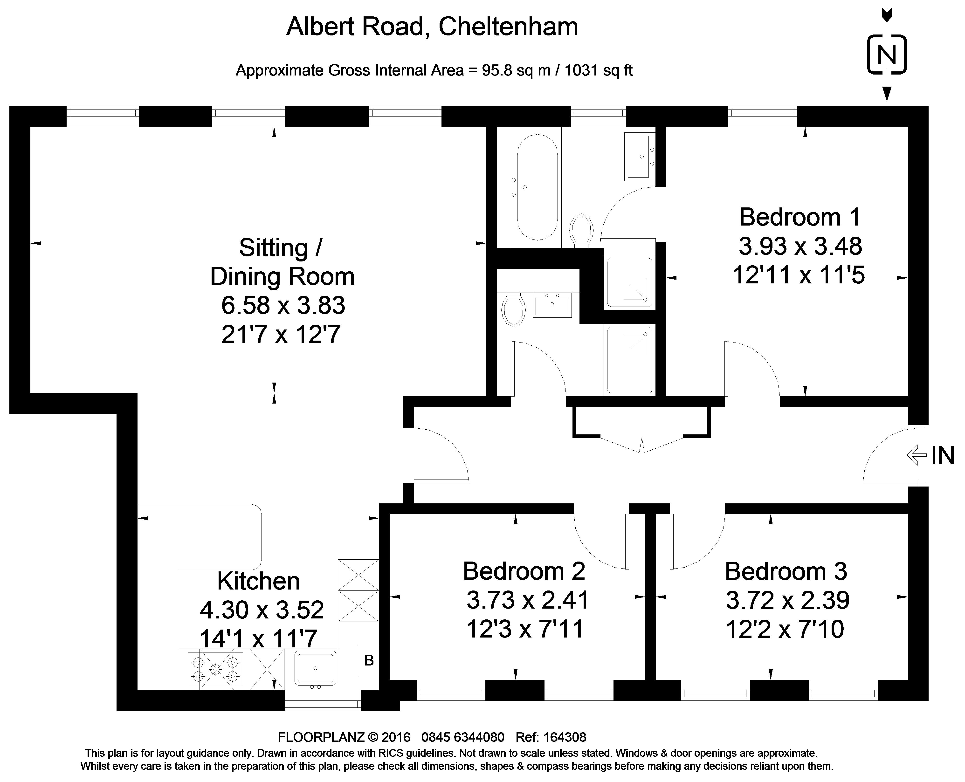 3 Bedrooms Flat to rent in Albert Road, Cheltenham GL52