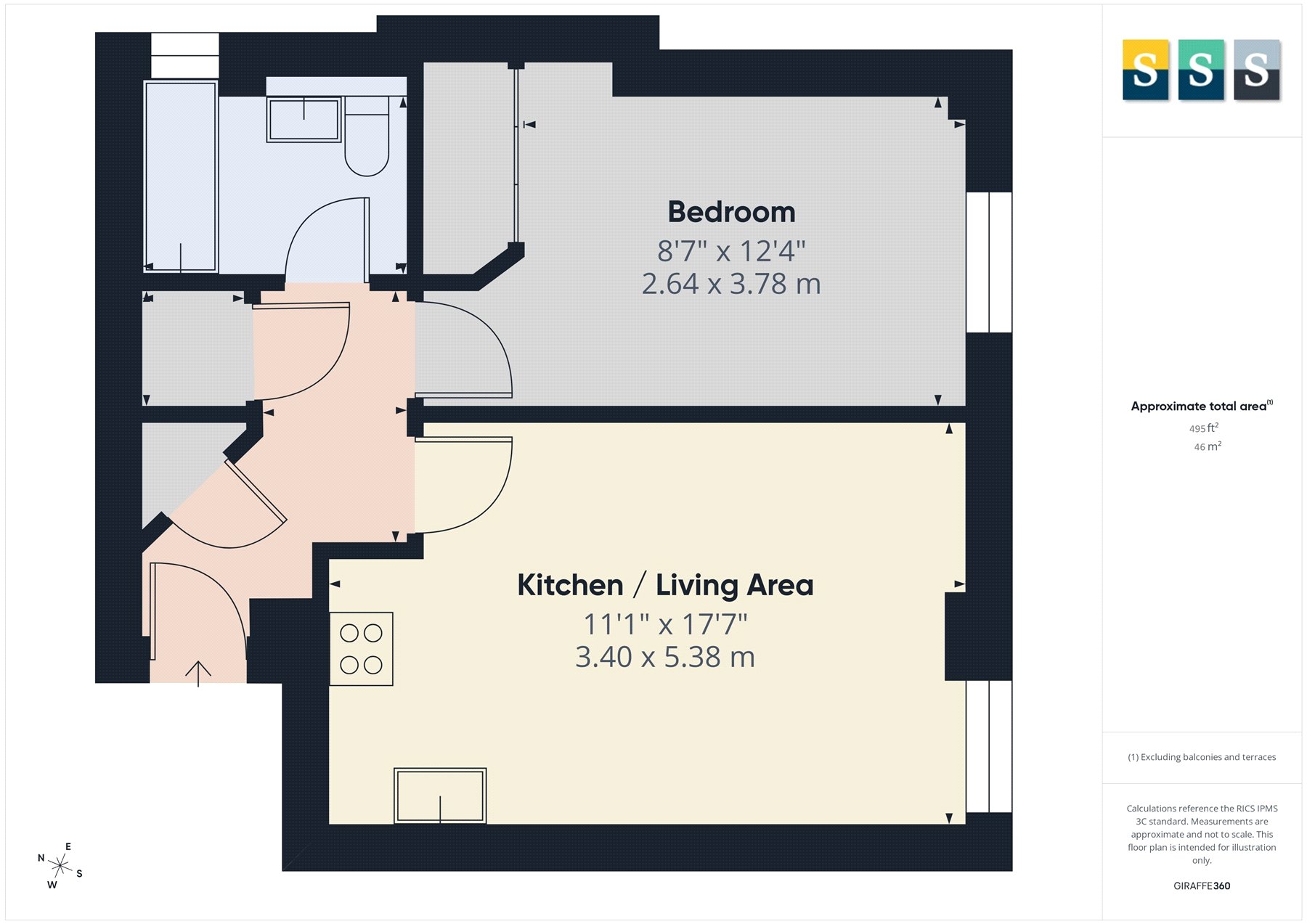 Flat 4, Parkgate House, 1, Park Street, Surrey floorplan