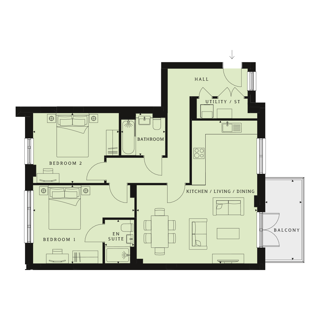 2 Bedrooms Flat for sale in 