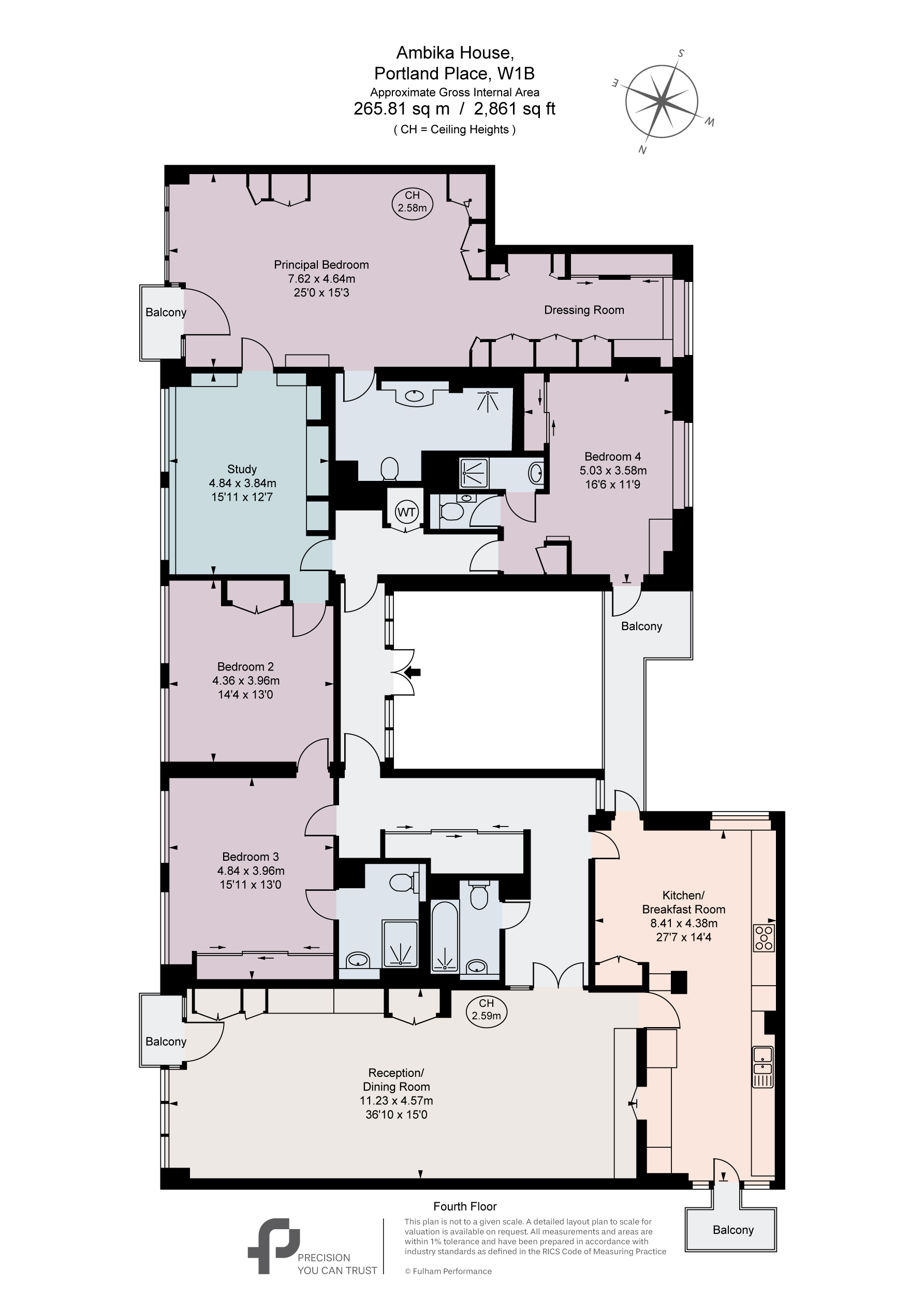Flats 5 & 6, Ambika House 9B,, Portland Place, London floorplan