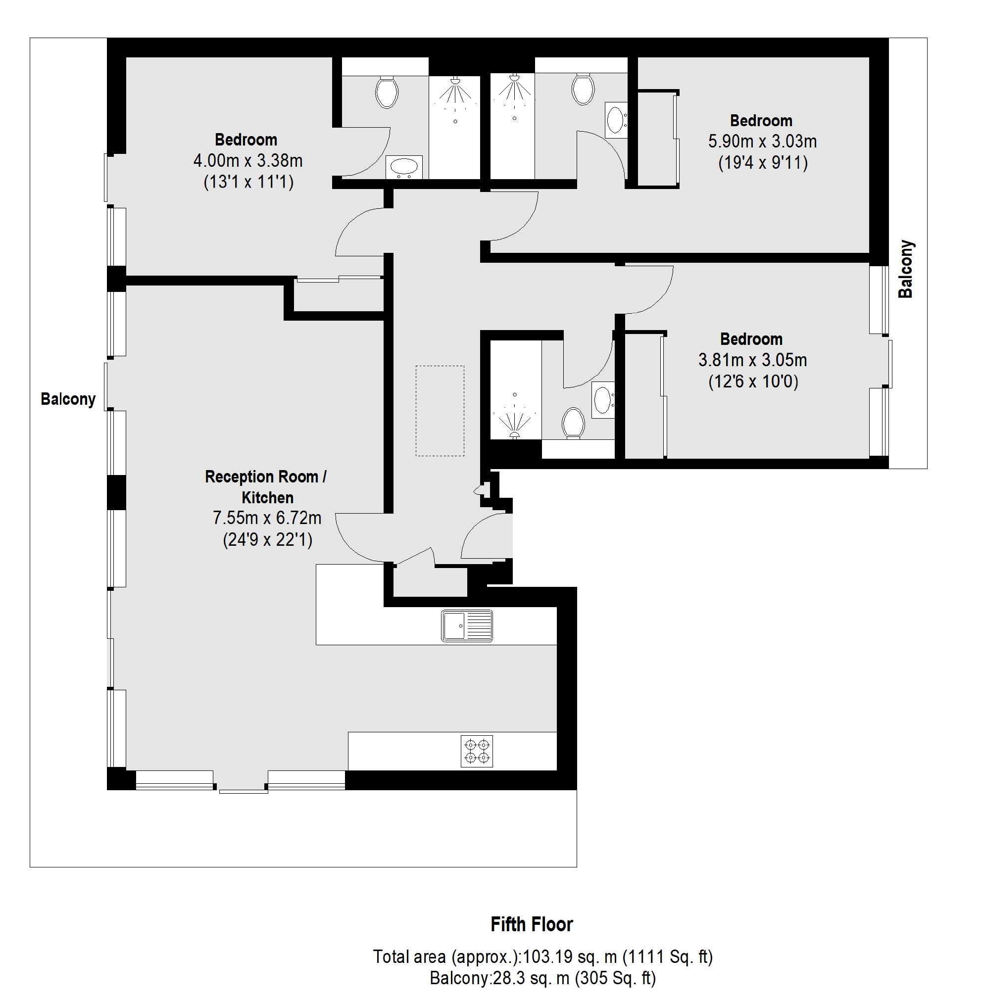 Flat 9, 4, Stannary Street, London floorplan