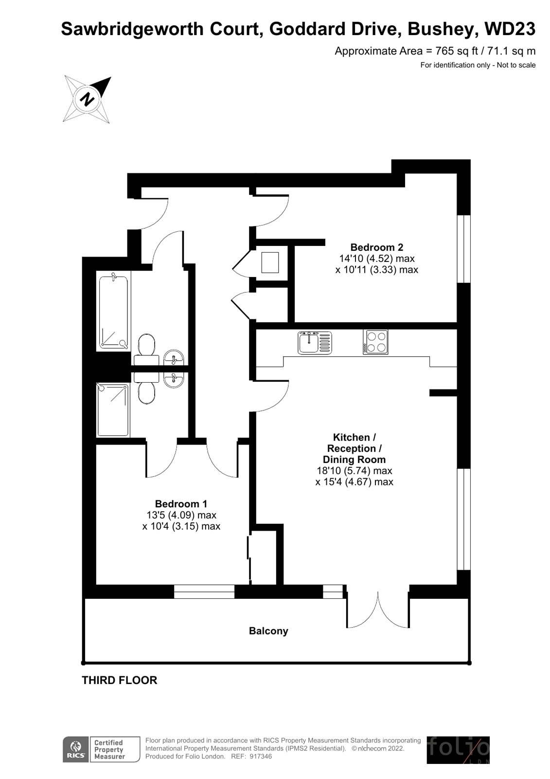 Flat 32, Sawbridgeworth Court,, Goddard Drive, Bushey floorplan