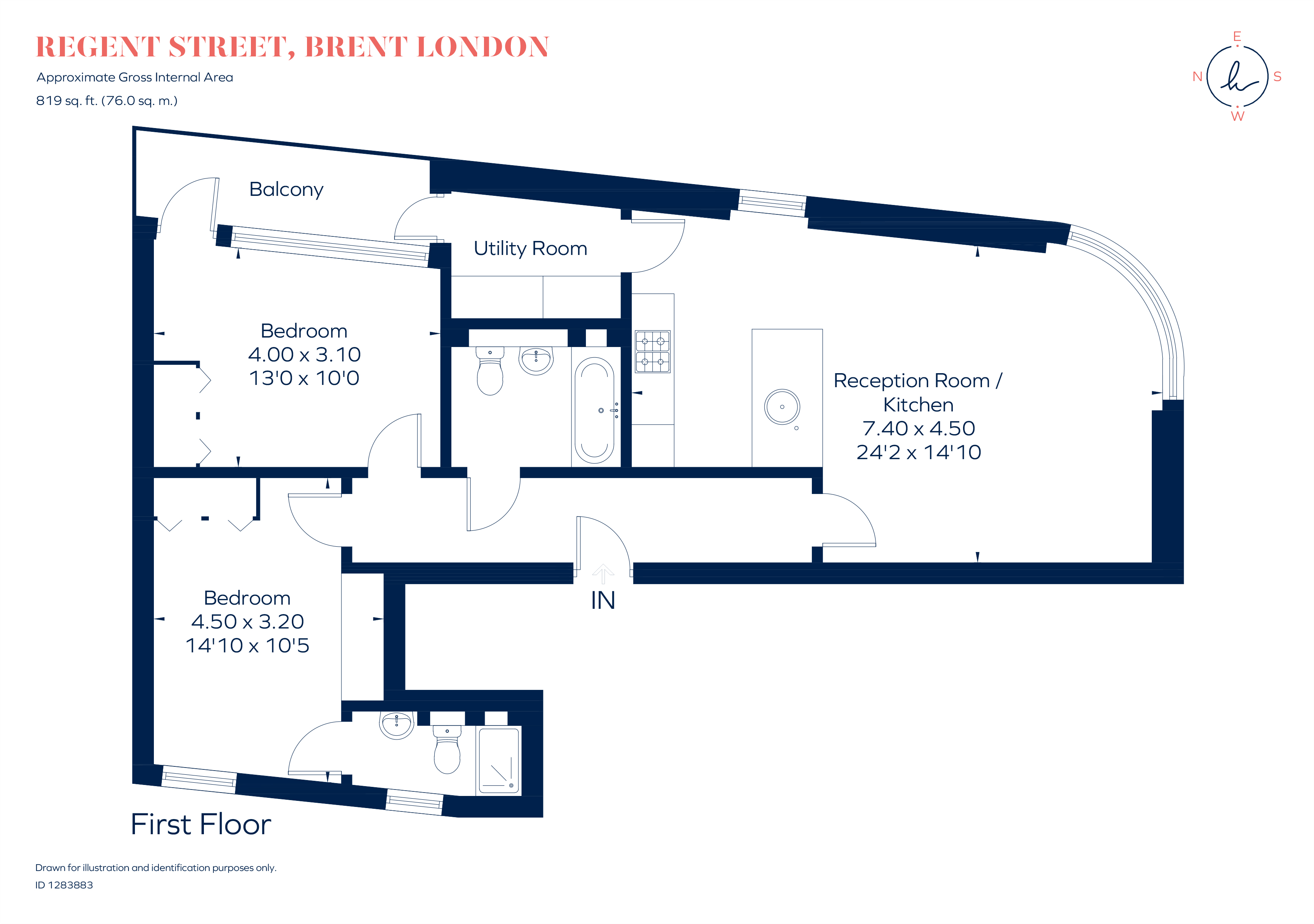 Flat 2, 9, Regent Street, London floorplan